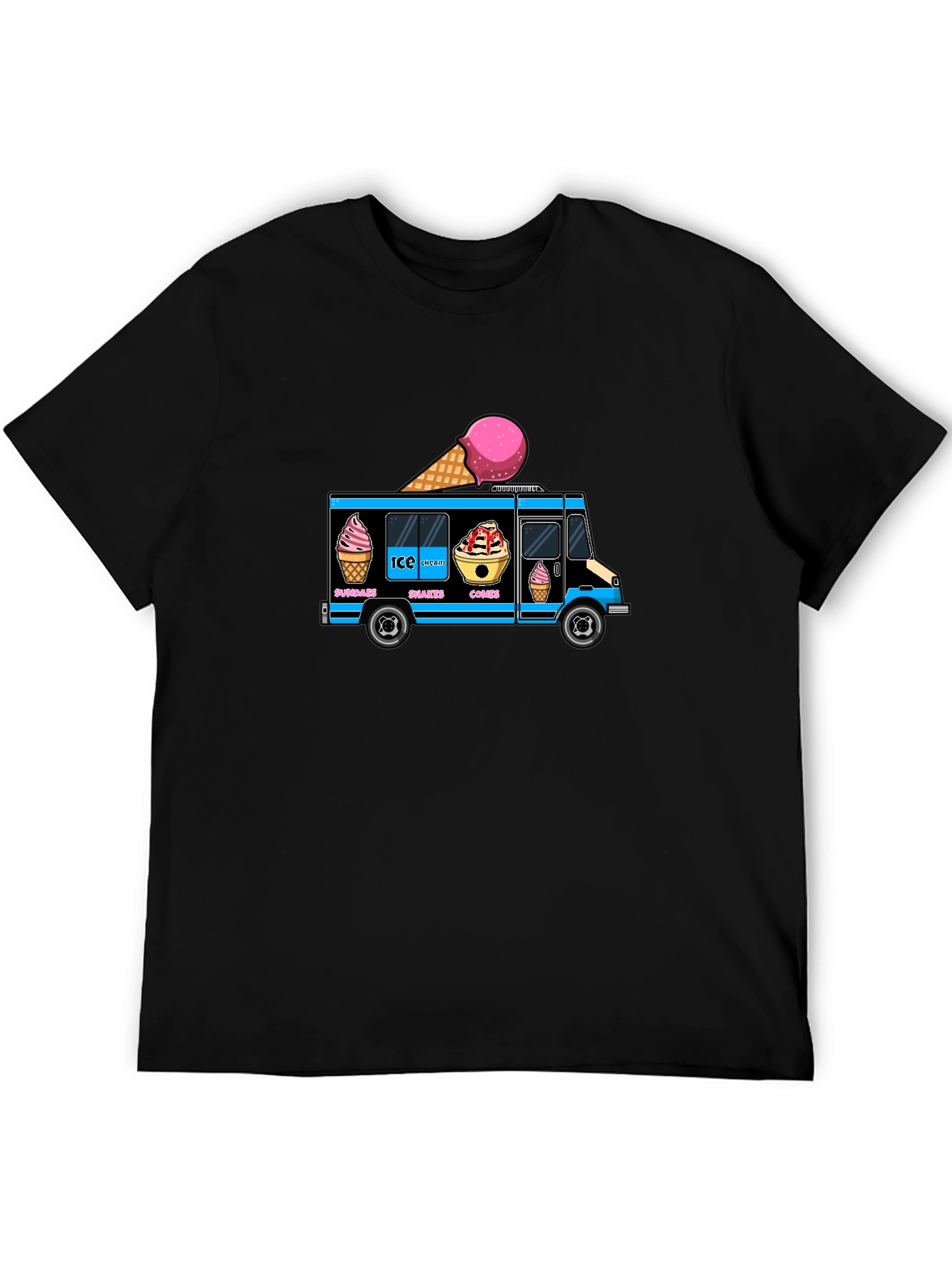 Black Ice Cream Truck Graphic Tee view 5