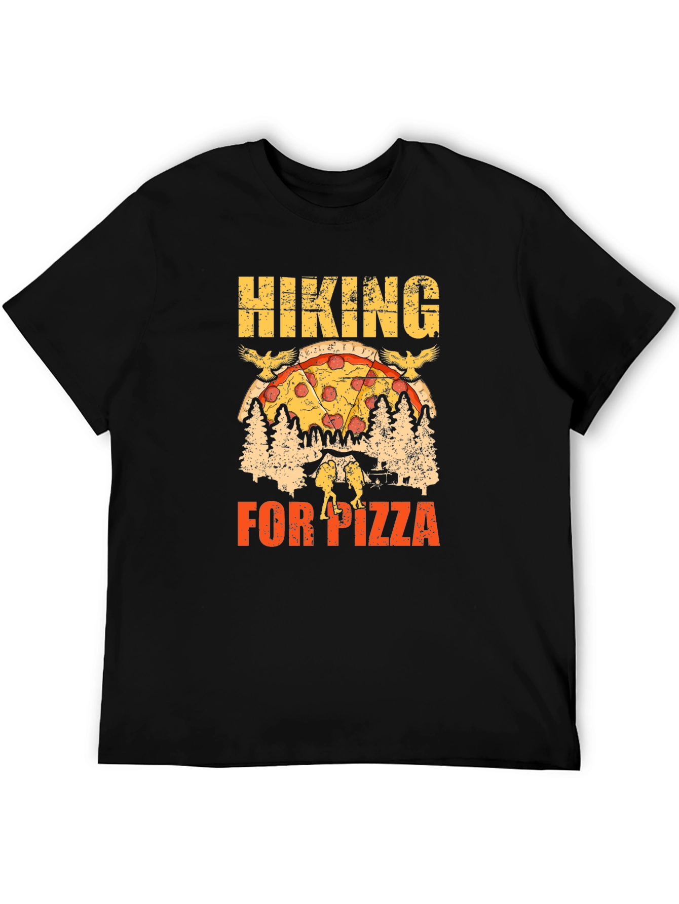 Black Hiking for Pizza Graphic Tee - Unisex view 5