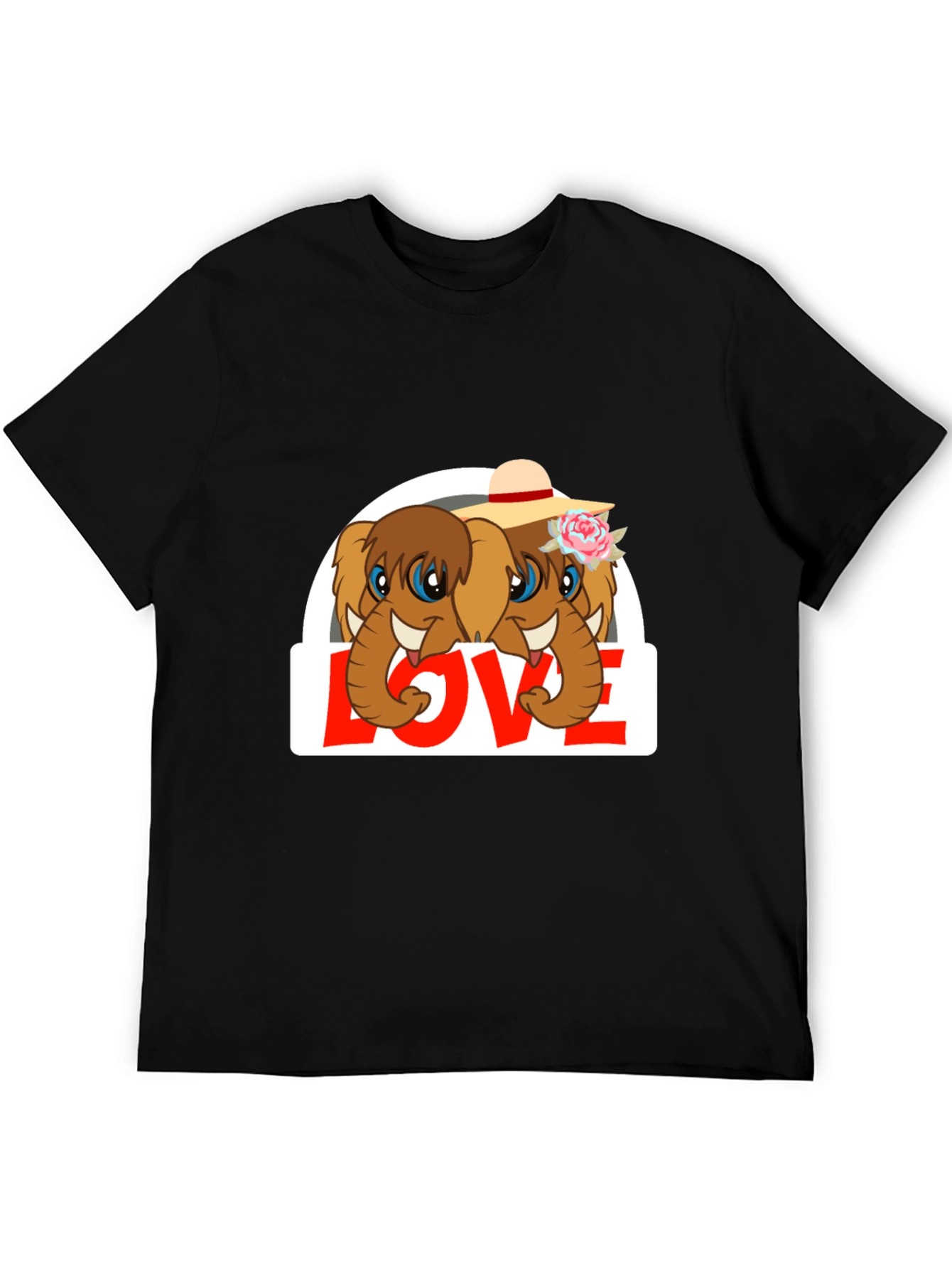 Black Elephant Love T-Shirt - Cute Animal Graphic Tee view 5