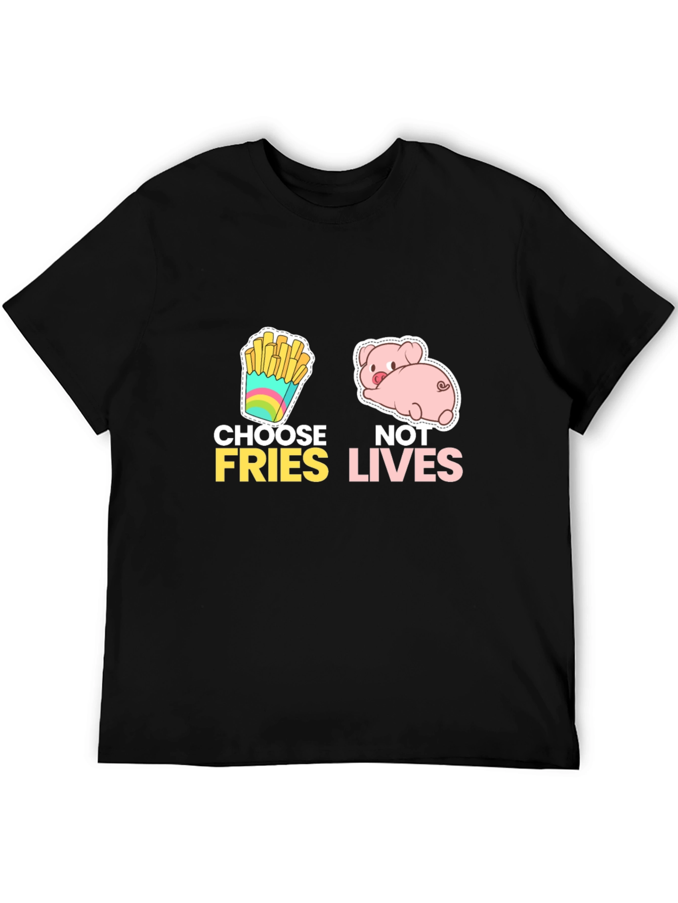 Black Choose Fries Not Lives Black Graphic Tee view 5