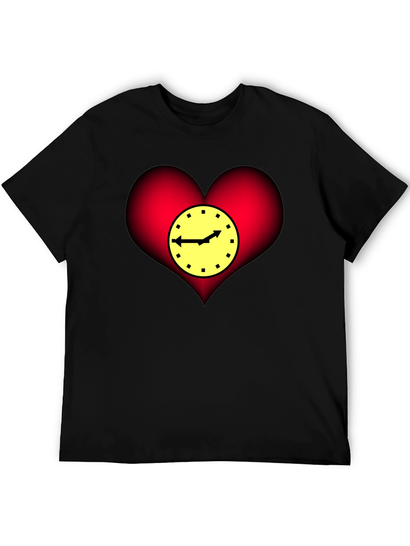 Black Heart Clock Graphic T-Shirt - Stylish & Unique Design view 5
