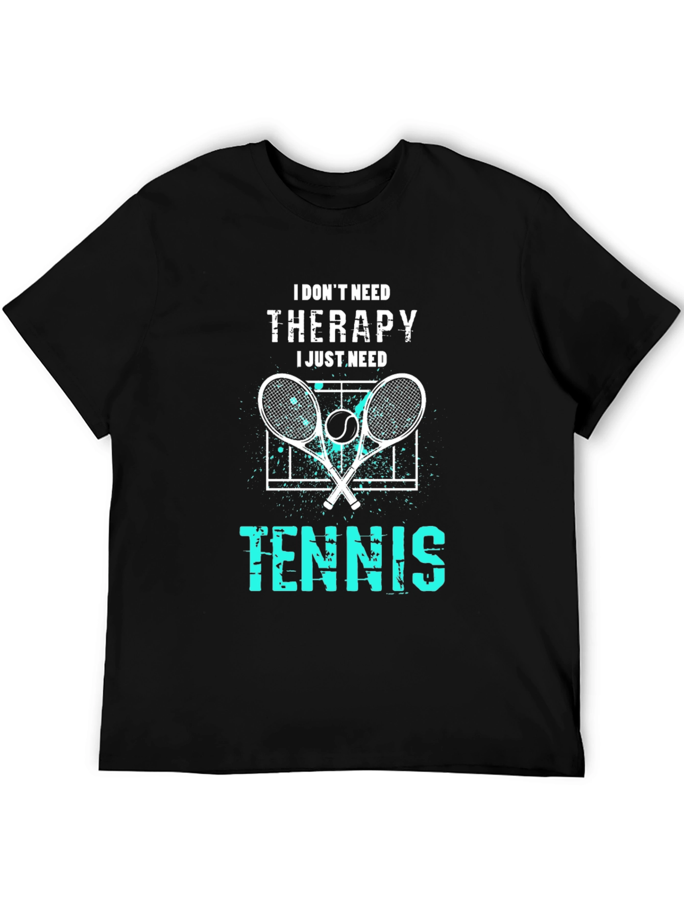 Black I Don't Need Therapy I Just Need Tennis T-Shirt view 5
