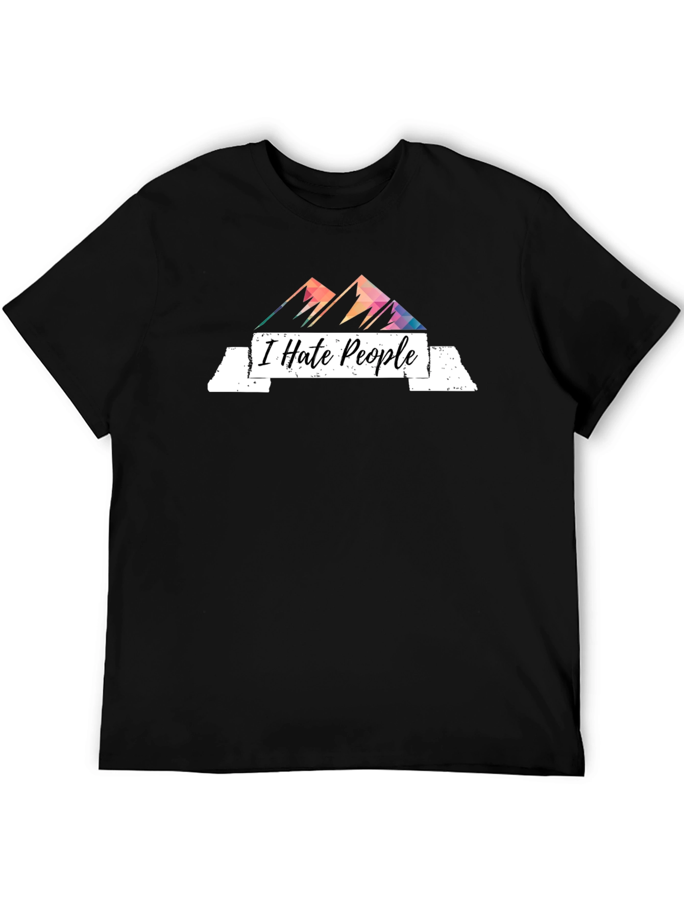 Black I Hate People Graphic Tee - Sarcastic Mountain Design view 5
