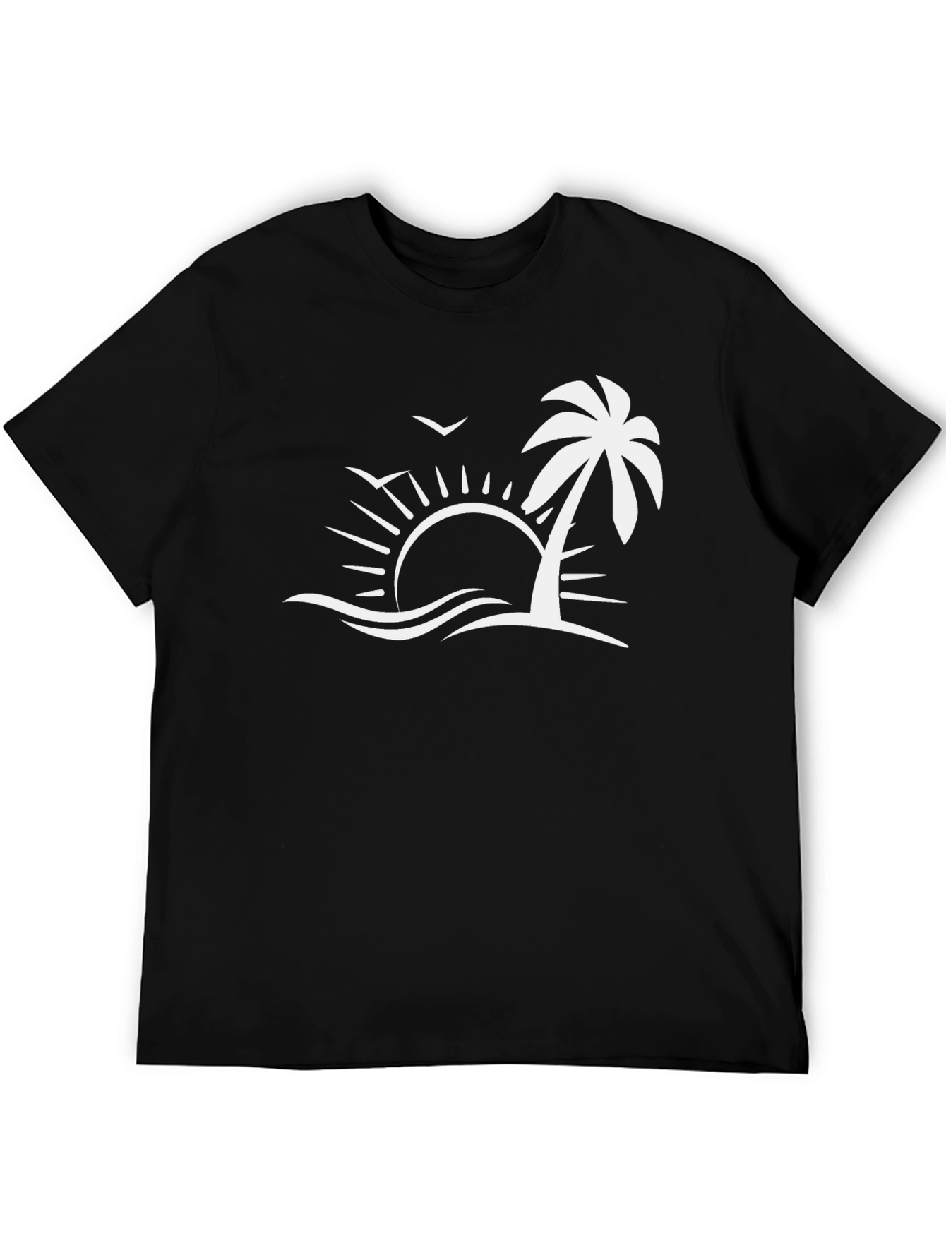 Black Tropical Palm Sunset Graphic Tee - Black view 5
