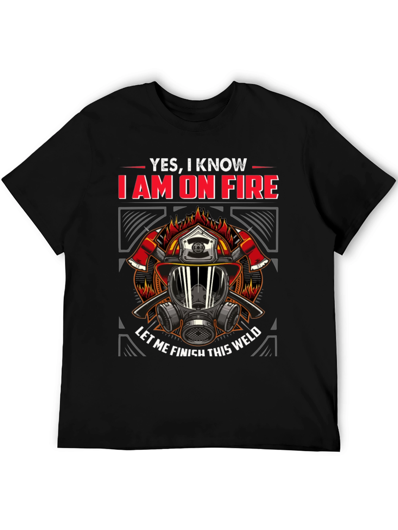Black Firefighter On Fire Welding T-Shirt view 5
