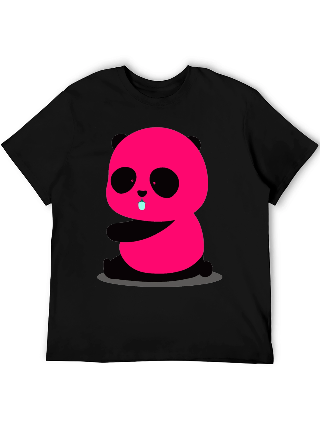 Black Pink Panda Graphic Tee - Cute & Fun Black T-Shirt view 5
