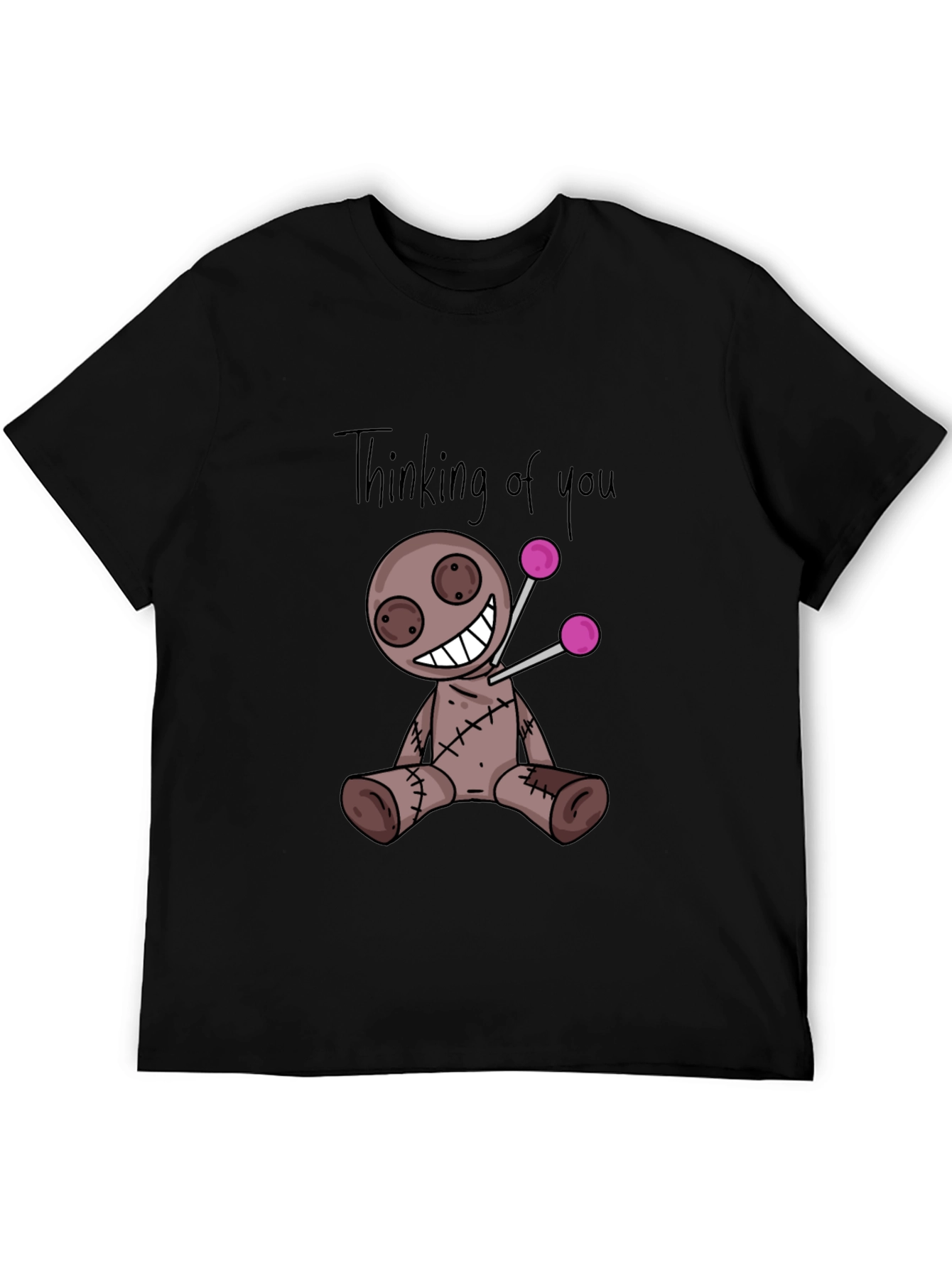 Black Thinking of You Voodoo Doll Black T-Shirt view 5