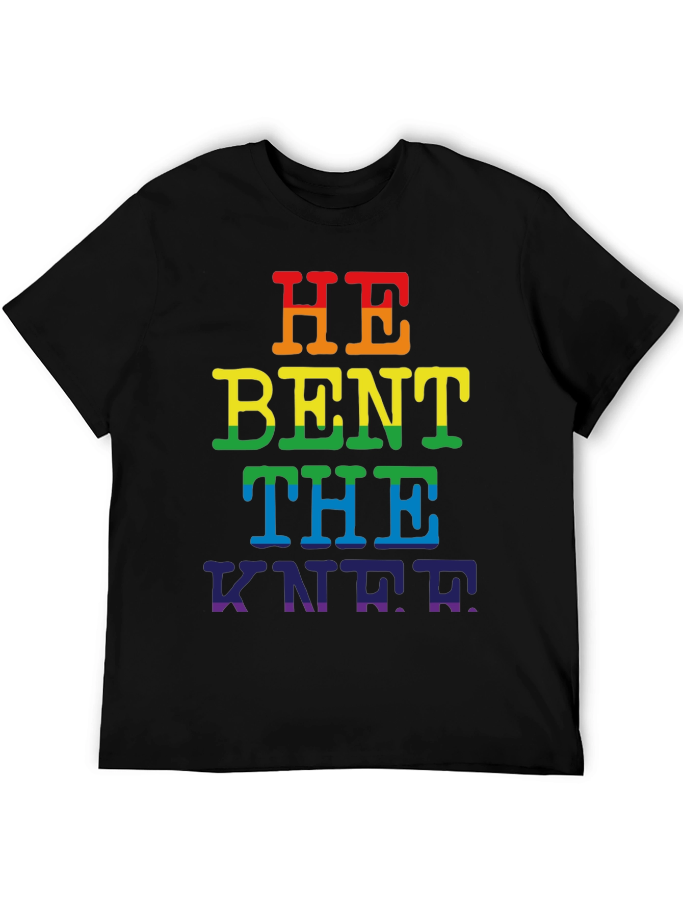 Black Rainbow "He Bent the Knee" Pride T-Shirt view 5