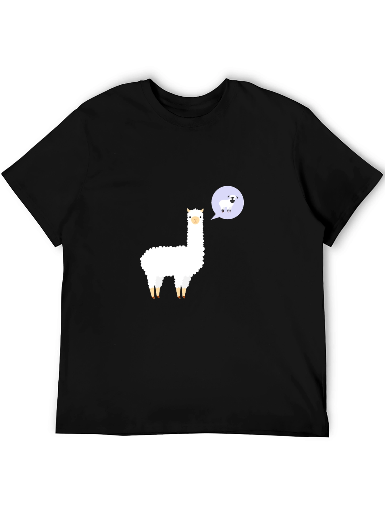 Black Alpaca & Sheep T-Shirt - Black Cotton Tee view 5