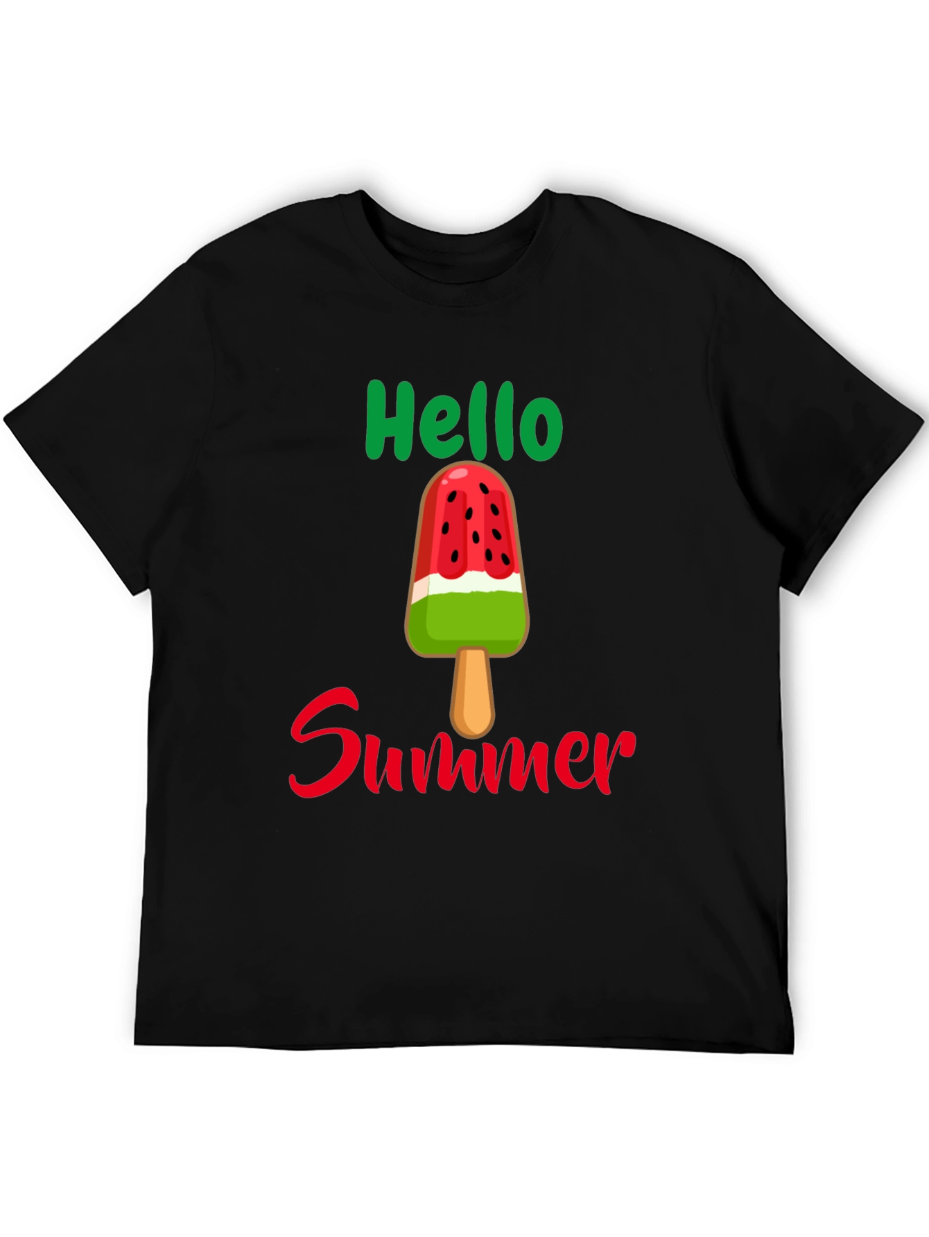 Black Hello Summer Watermelon Popsicle Graphic Tee view 5