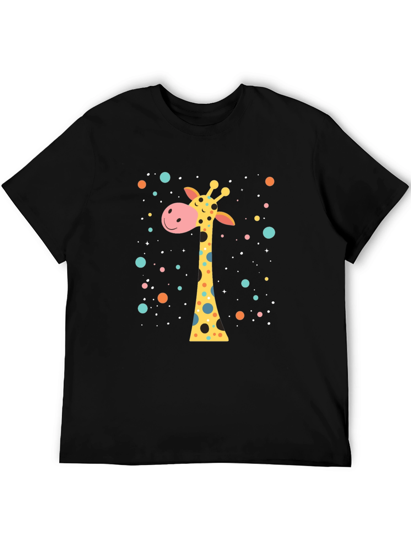 Black Giraffe T-Shirt - Whimsical Cartoon Design view 5