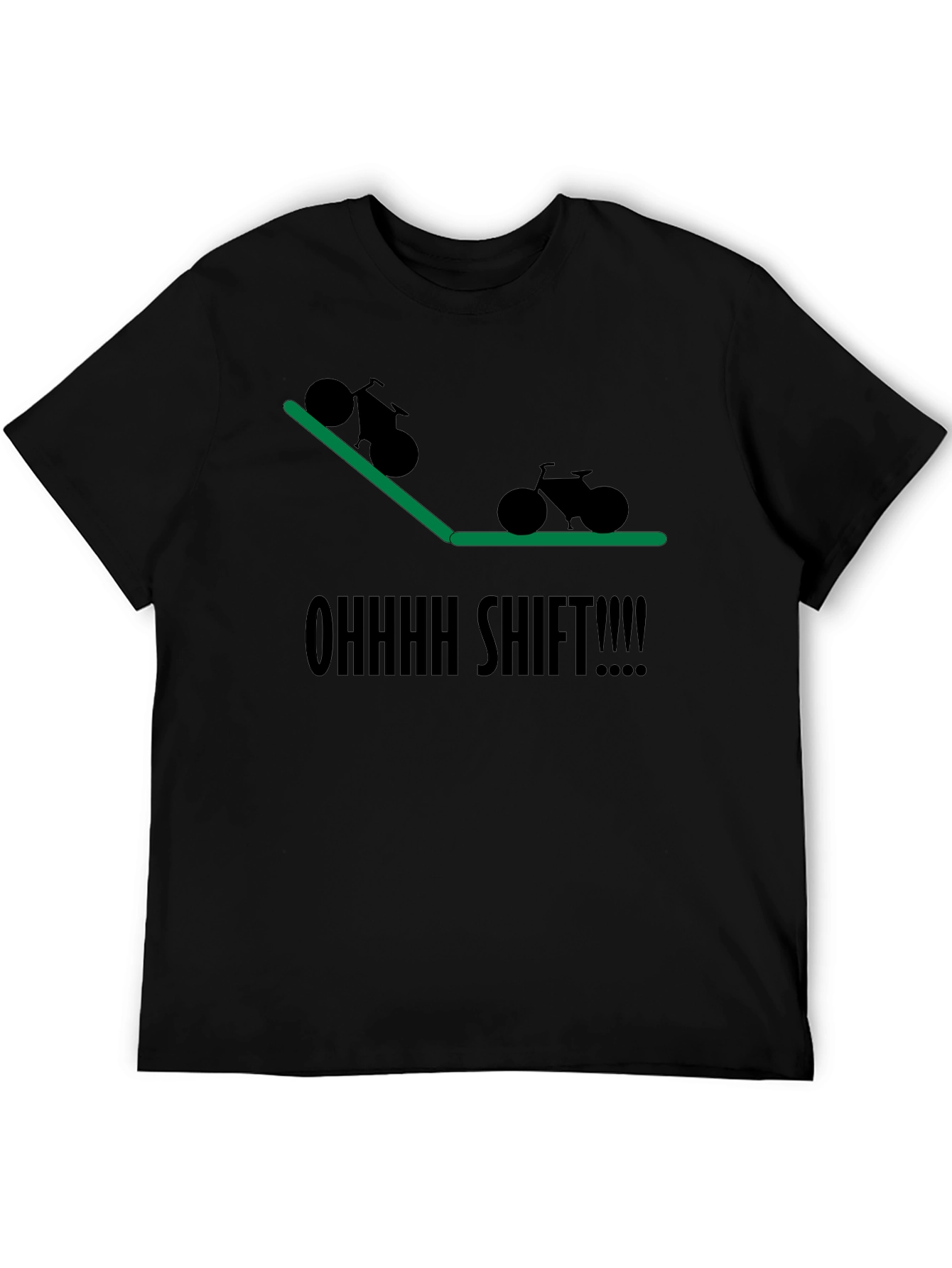 Black Ohhhh Shift! Mountain Biking T-Shirt view 5