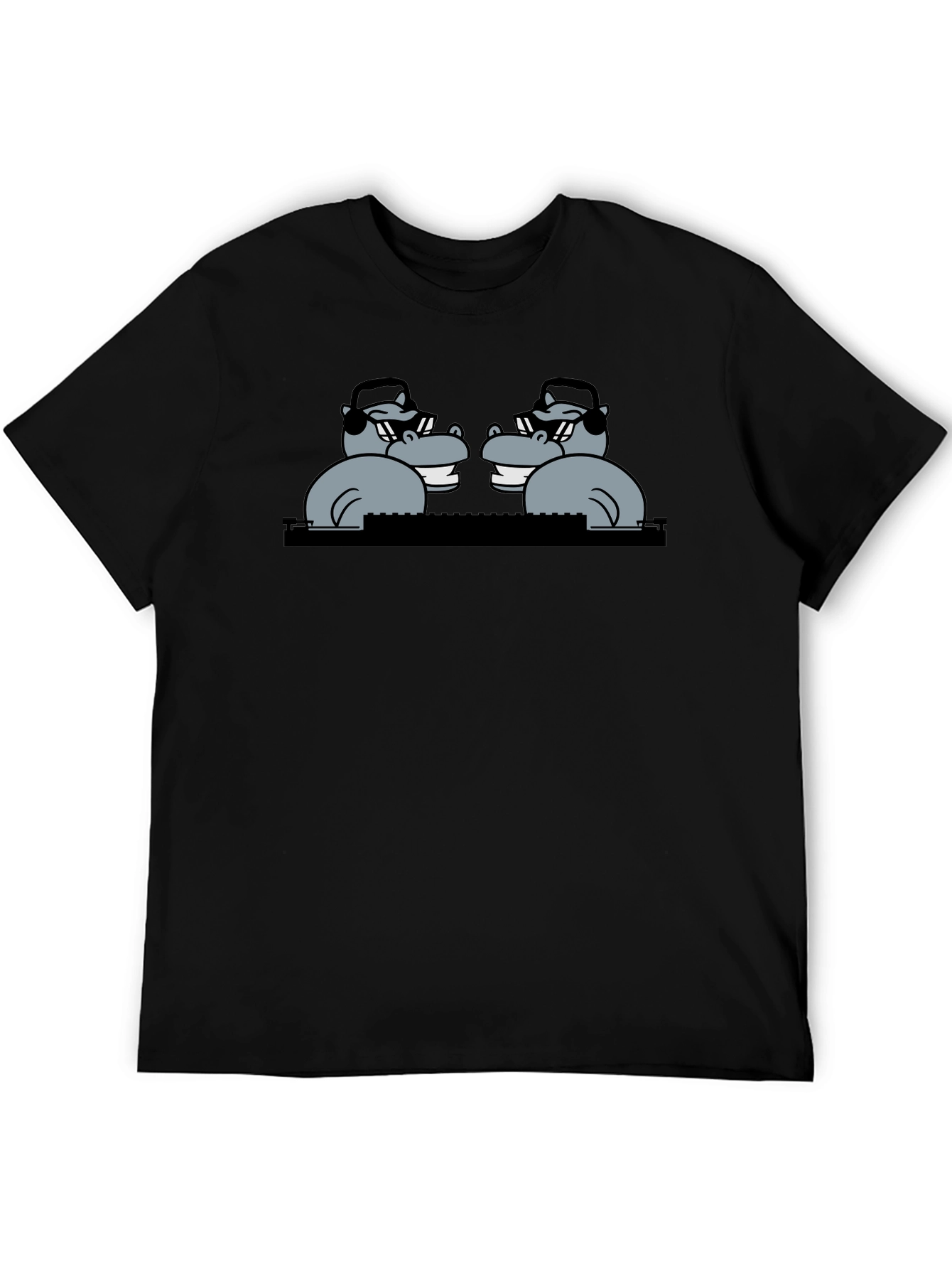 Black Hippo DJ Graphic T-Shirt - Cool & Fun view 5