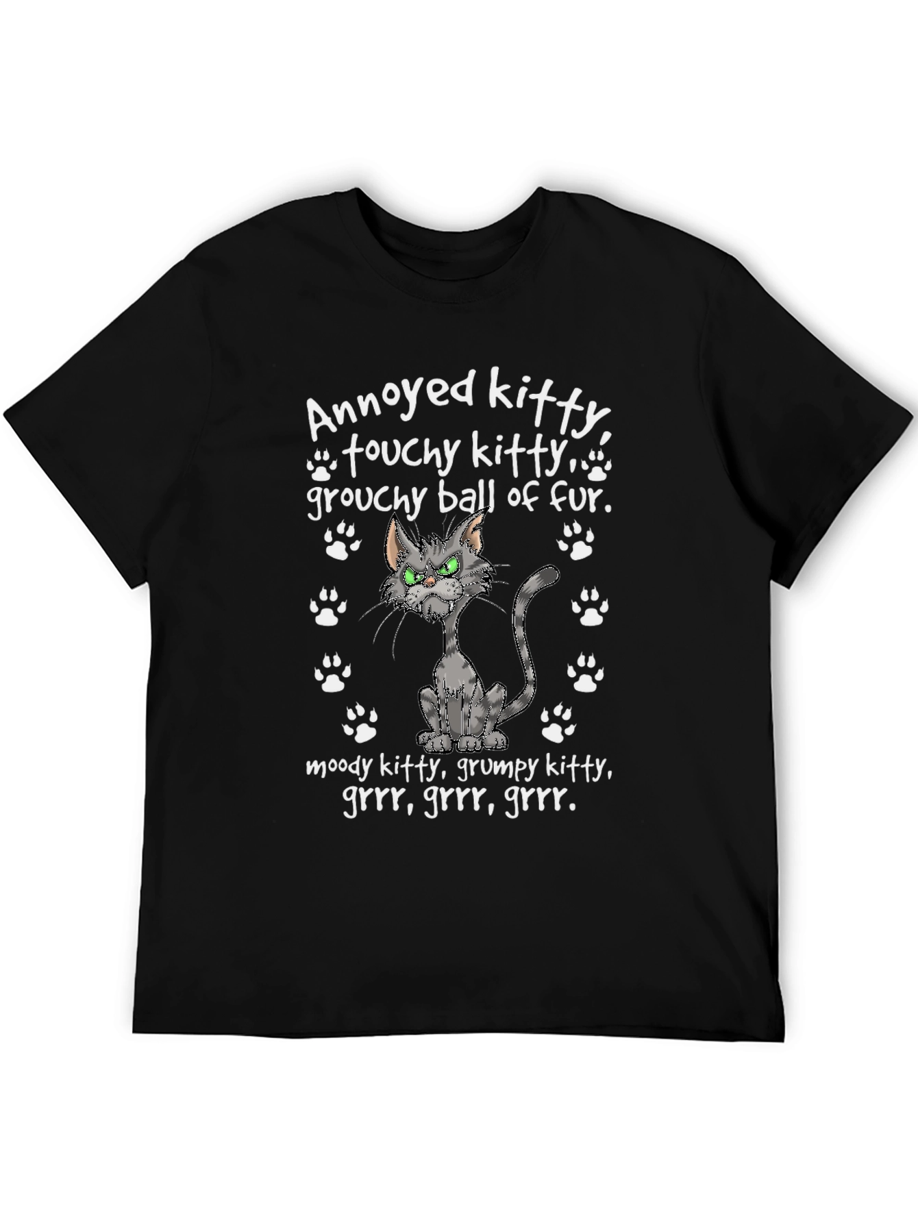 Black Annoyed Kitty T-Shirt - Grumpy Cat Design view 5