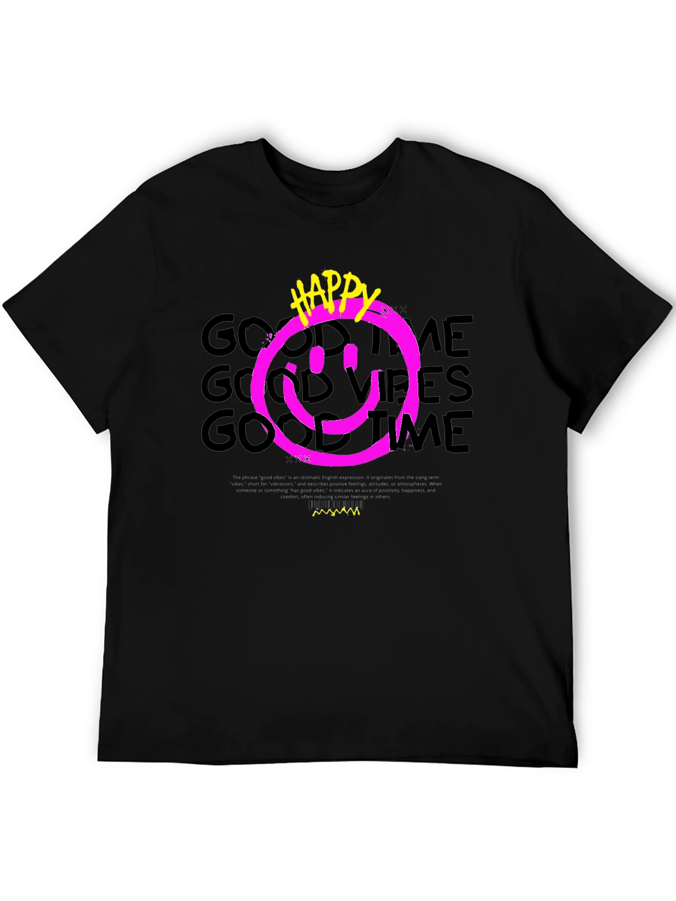 Black Happy Good Vibes Graphic Tee view 5