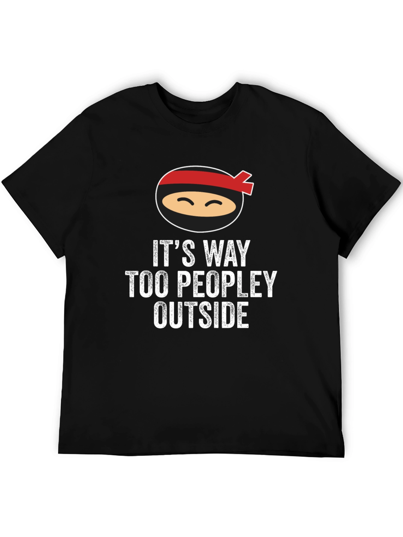 Black Ninja 'Too Peopley Outside' Graphic Tee - Comfy Cotton Blend view 5