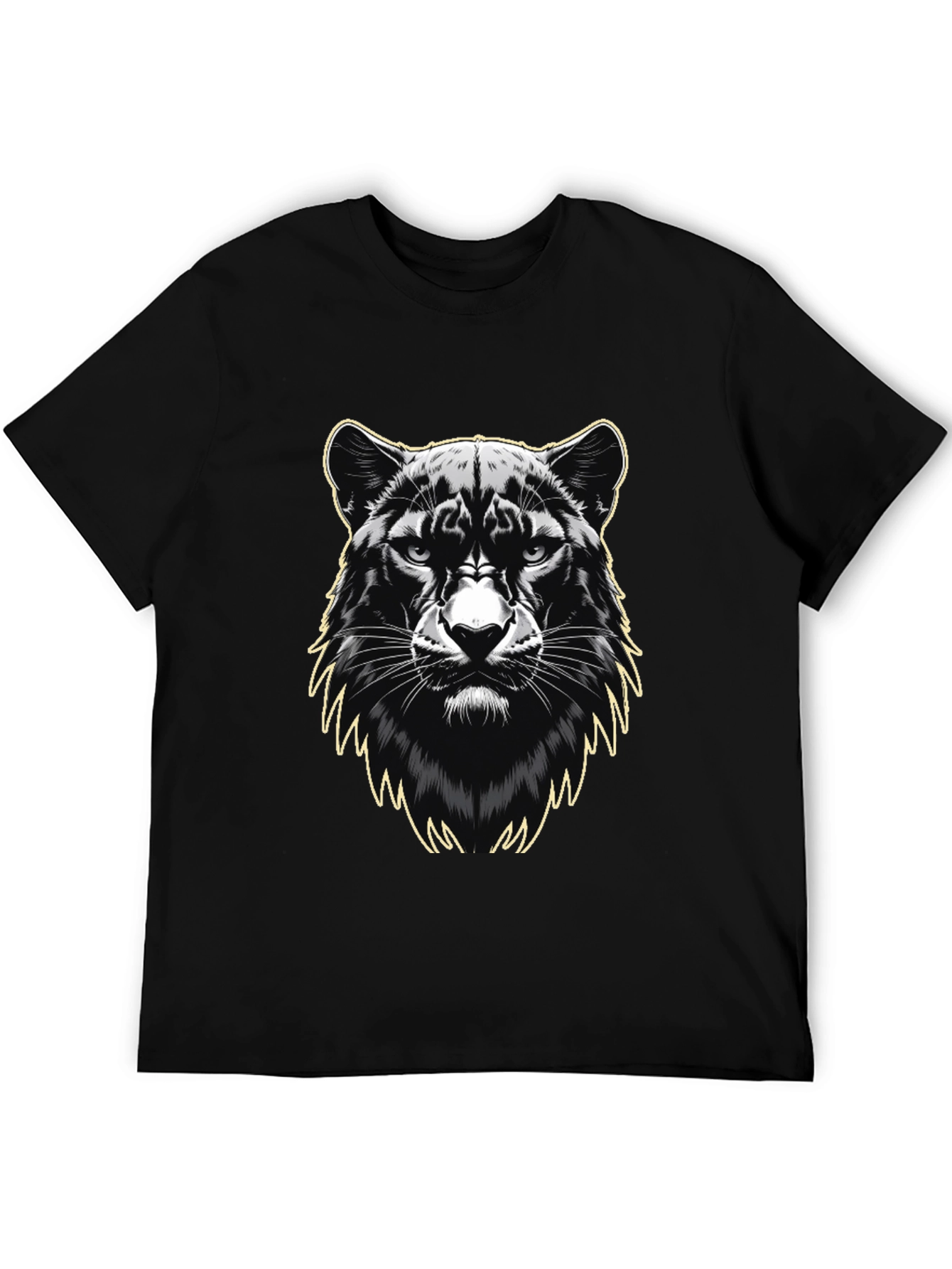 Black Black Panther Graphic Print Men's T-Shirt view 5