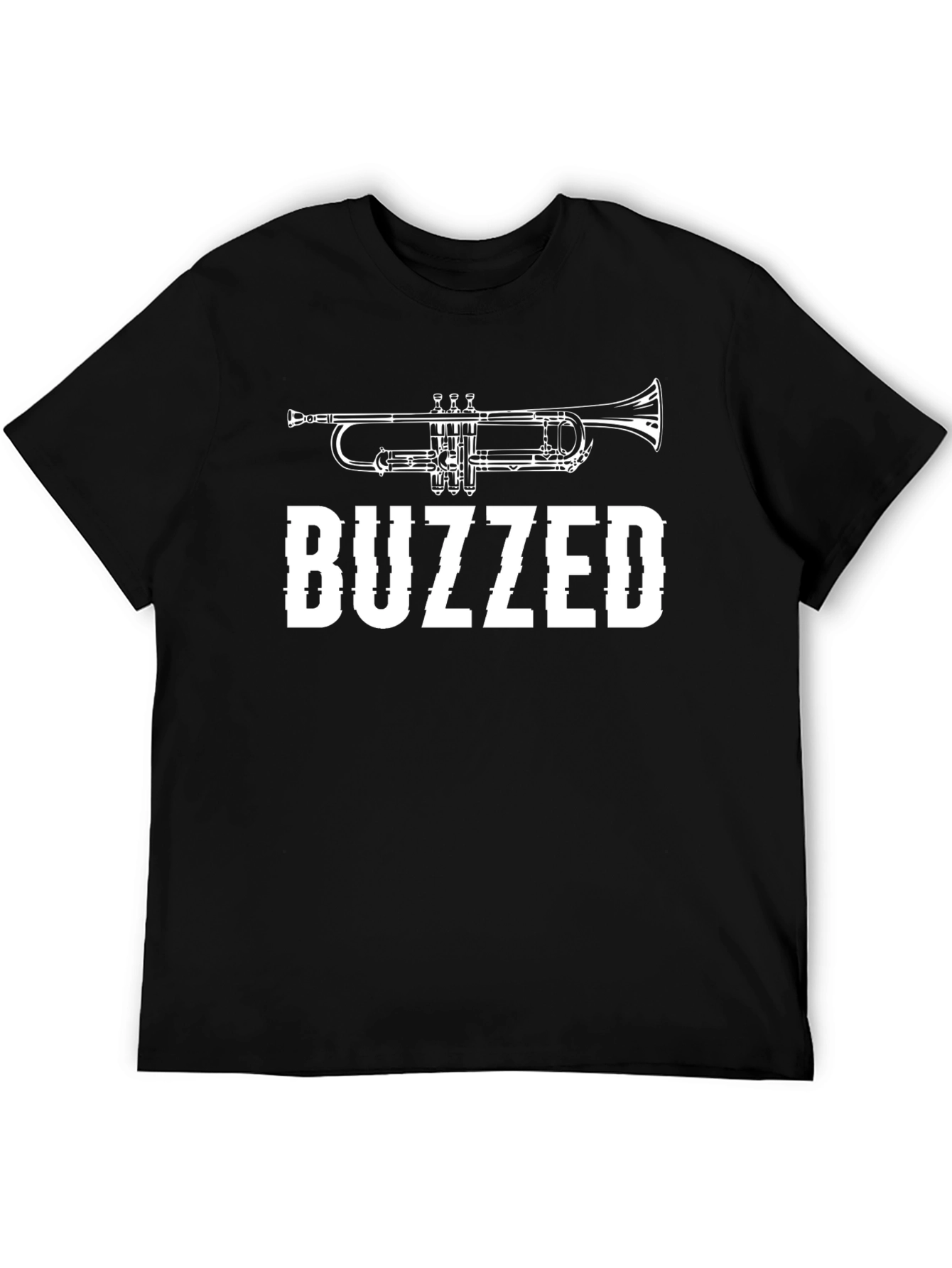 Black Buzzed Trumpet Graphic Tee - Black Cotton Blend view 5