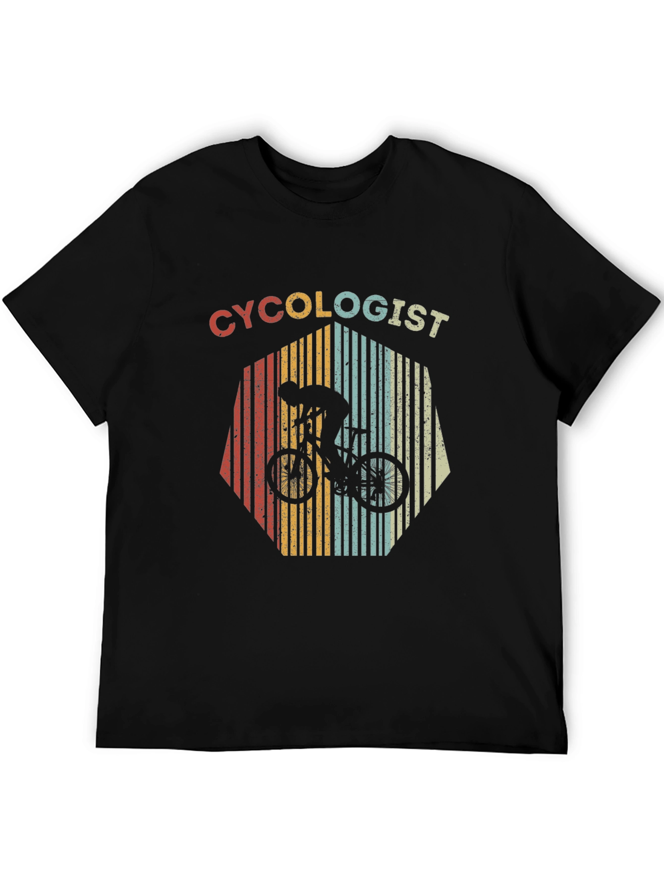 Black Retro Cycologist T-Shirt - Cycling Enthusiast Apparel view 5