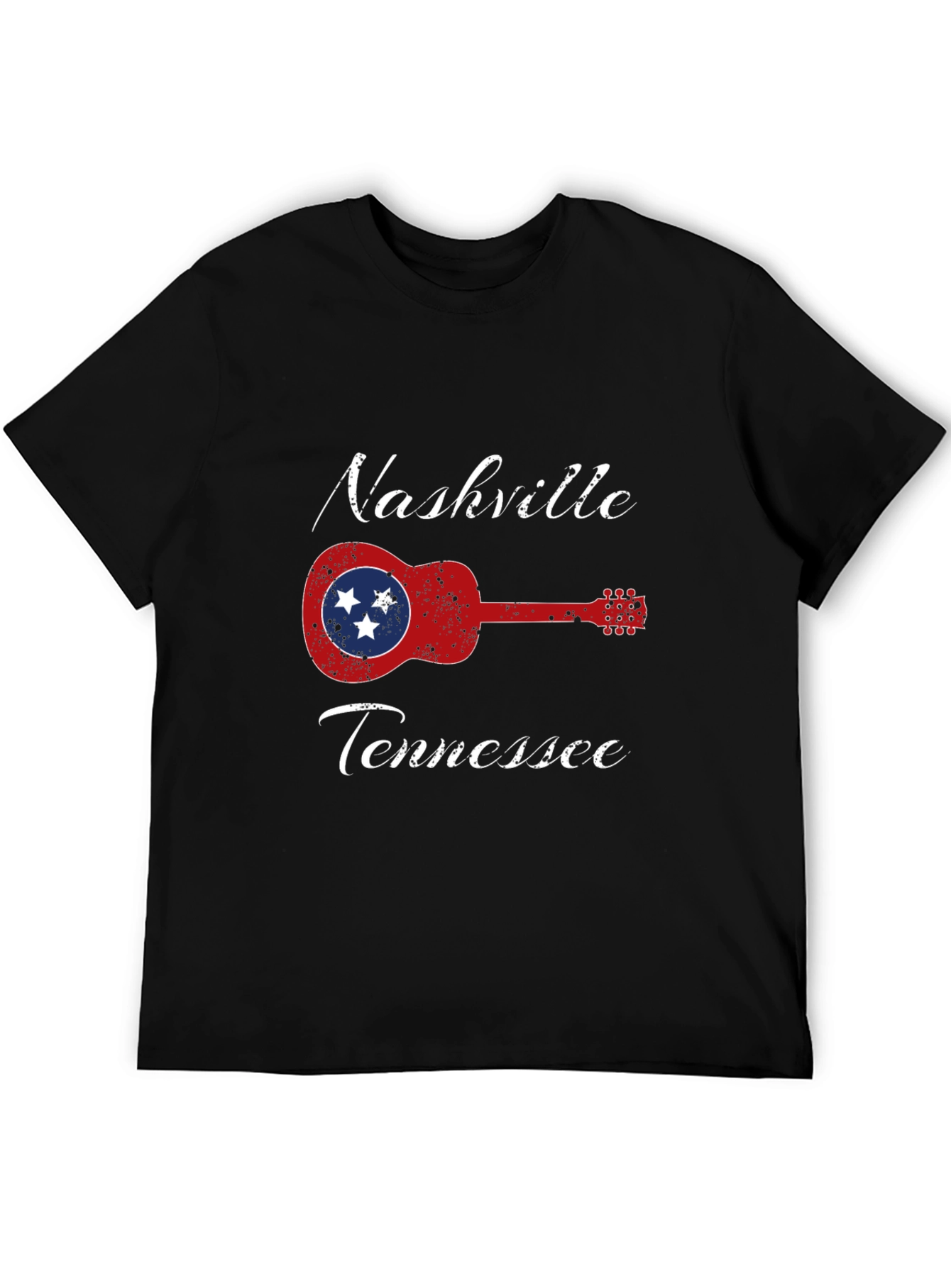 Black Nashville Tennessee Guitar T-Shirt view 5