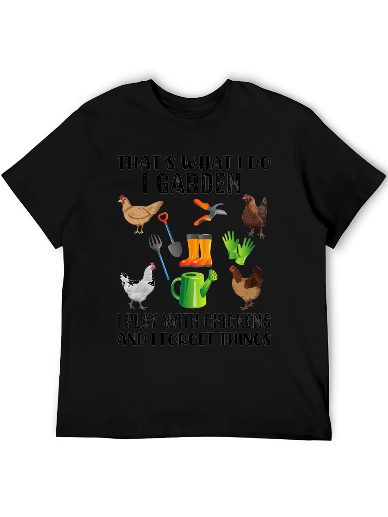 Black Gardening & Chicken Lover Graphic Tee view 5