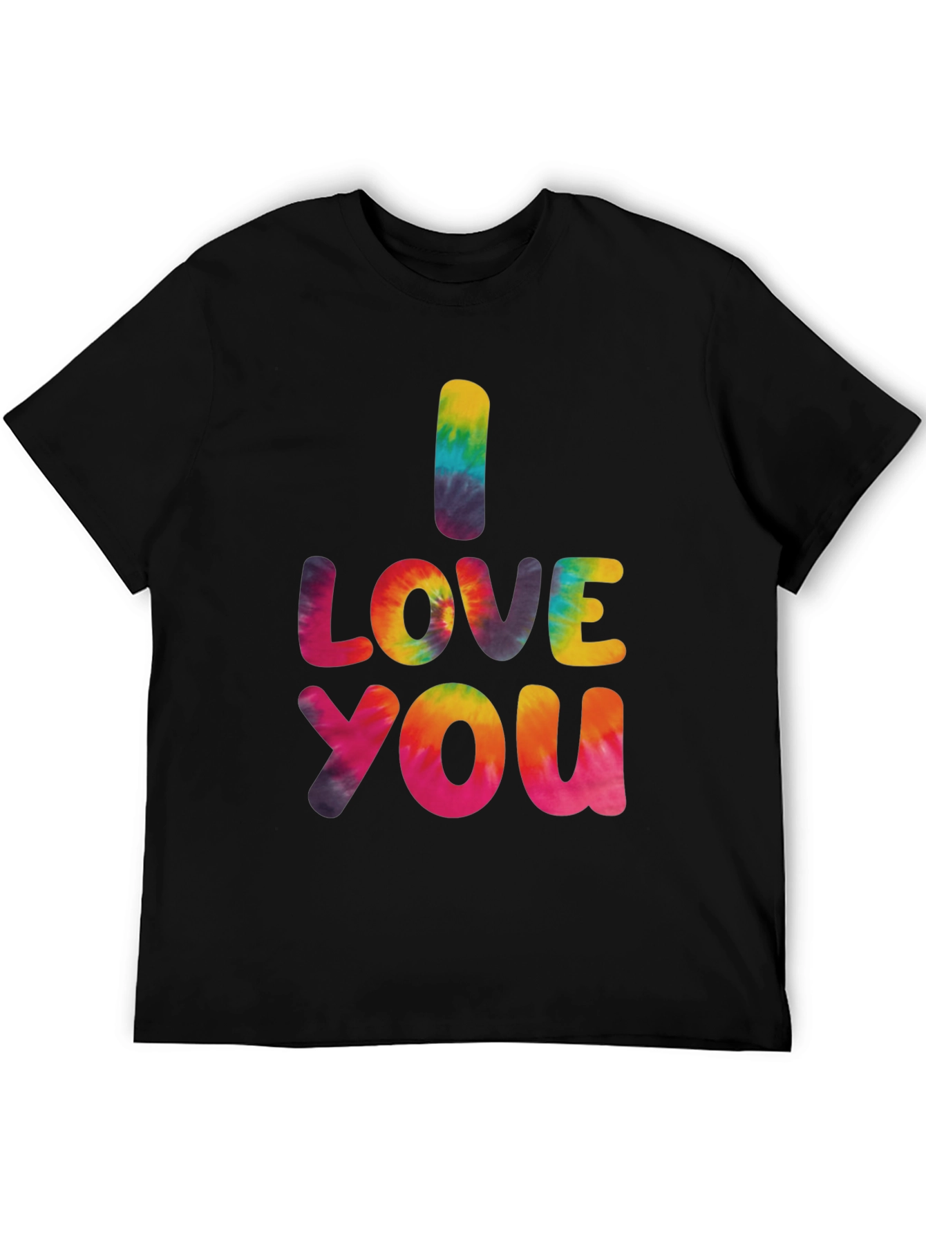 Black I Love You Tie Dye Graphic Tee - Black view 5