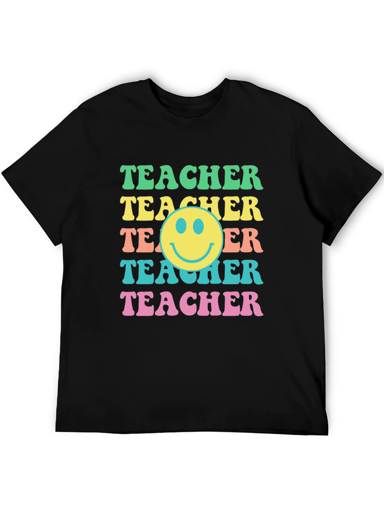 Black Retro Teacher Smiley Face Graphic Tee view 5