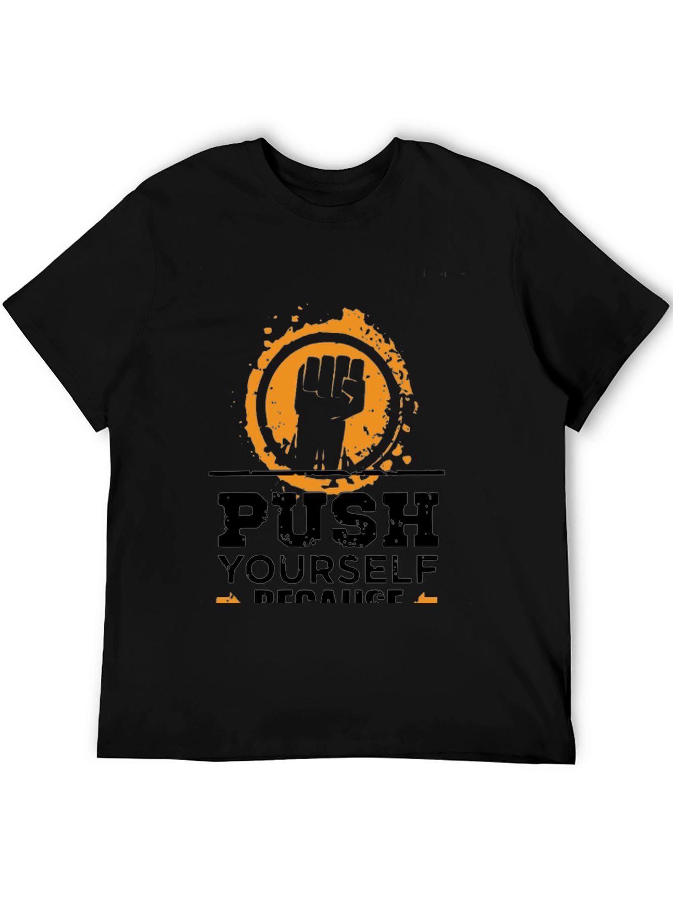 Black Motivational Push Yourself Black T-Shirt view 5