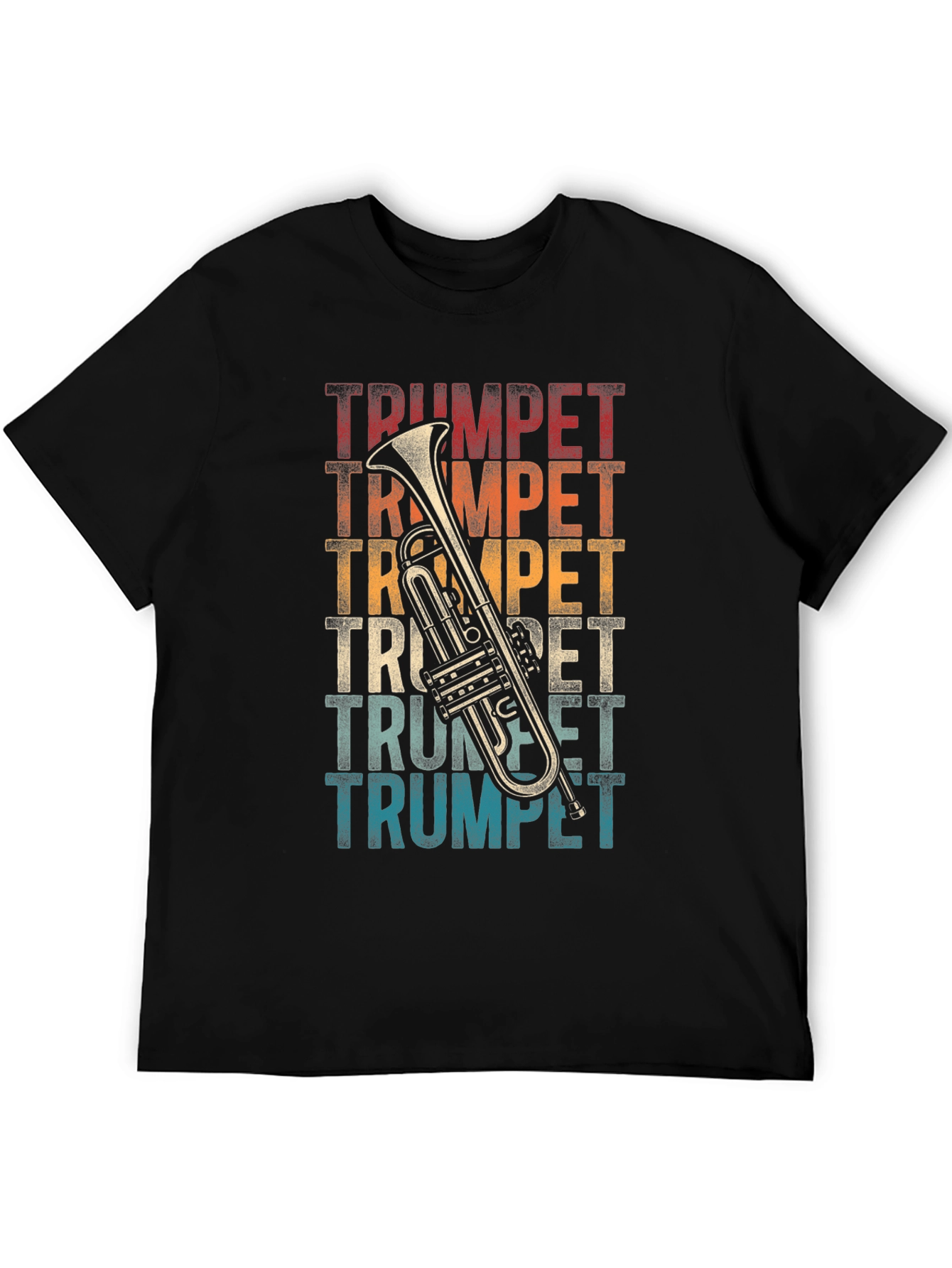 Black Retro Trumpet T-Shirt - Vintage Style Musical Tee view 5