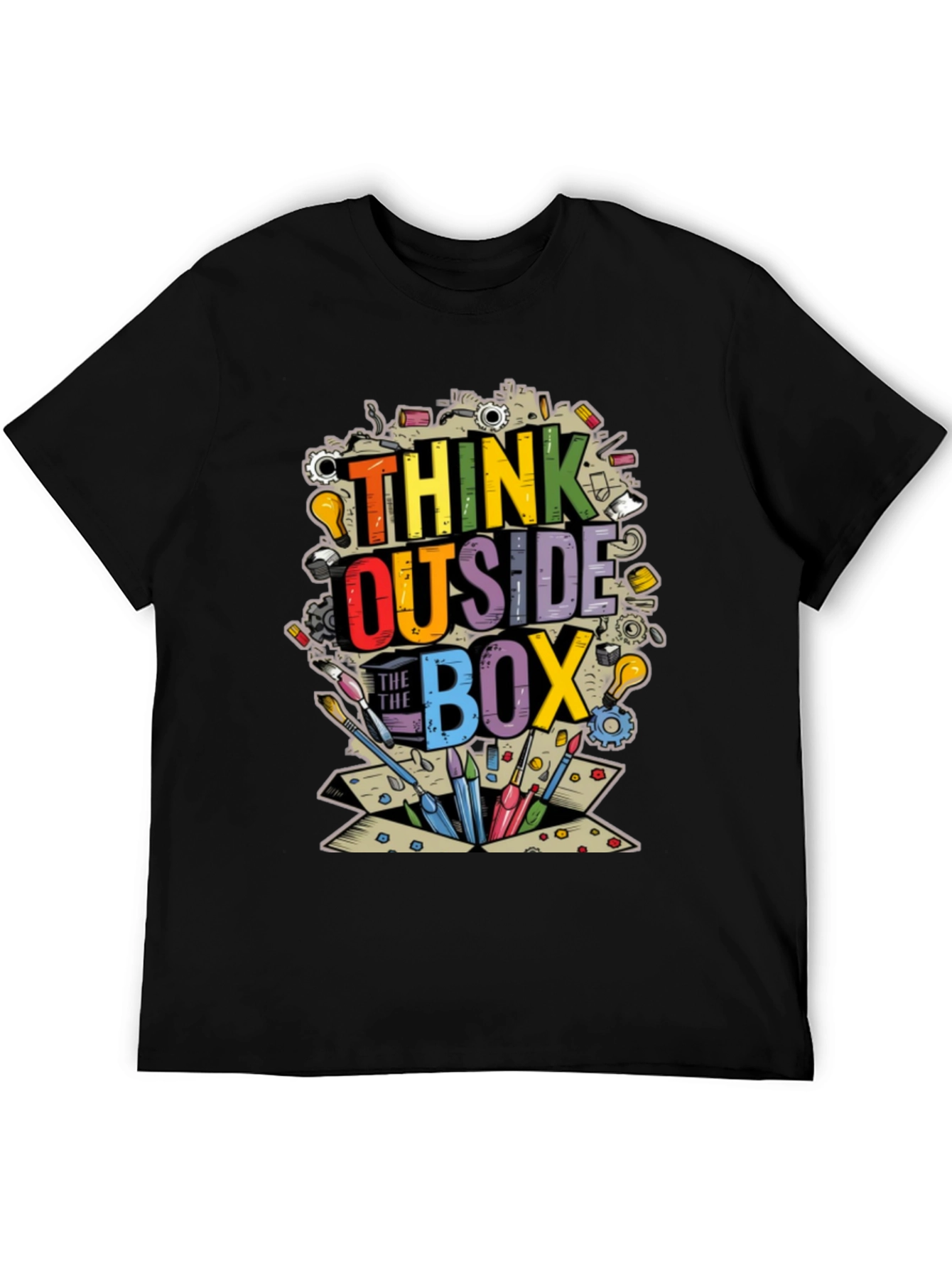 Black Think Outside the Box Graphic T-Shirt view 5