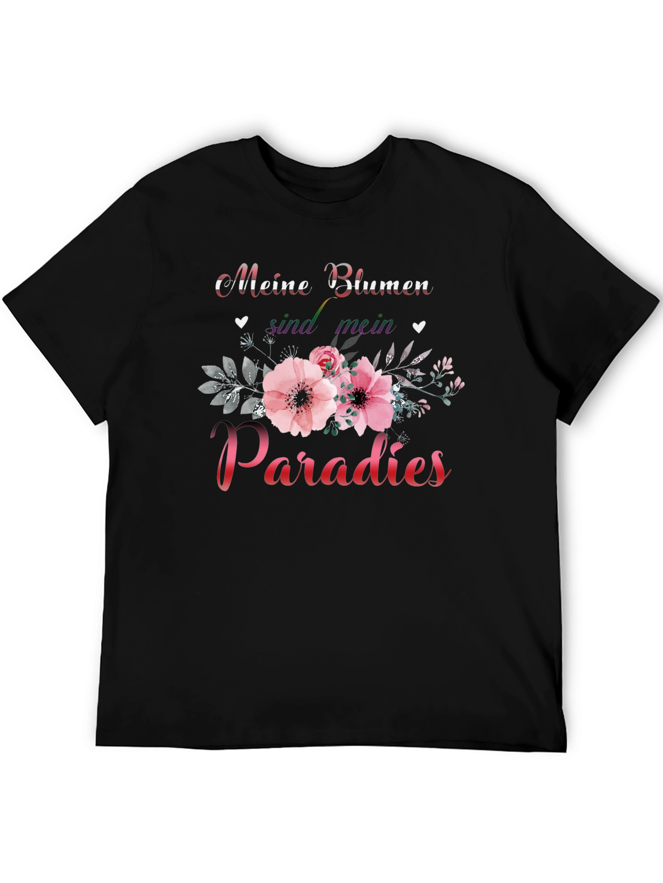 Black Meine Blumen Sind Mein Paradies T-Shirt view 5