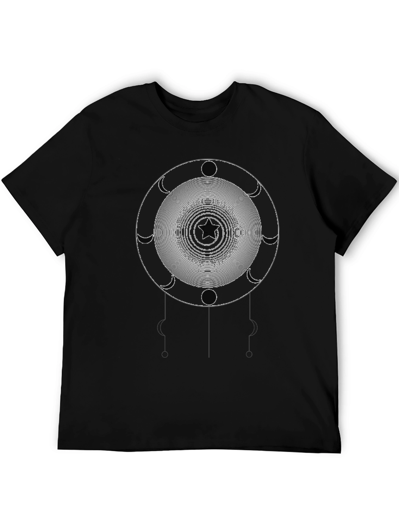 Black Mystic Moon Star Graphic Black T-Shirt view 5