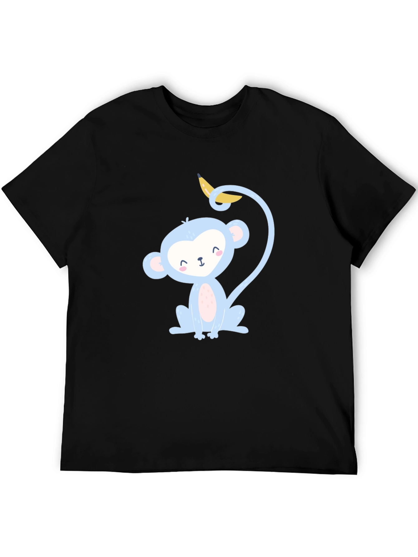 Black Cute Monkey Banana T-Shirt -  Playful Cartoon Graphic Tee view 5