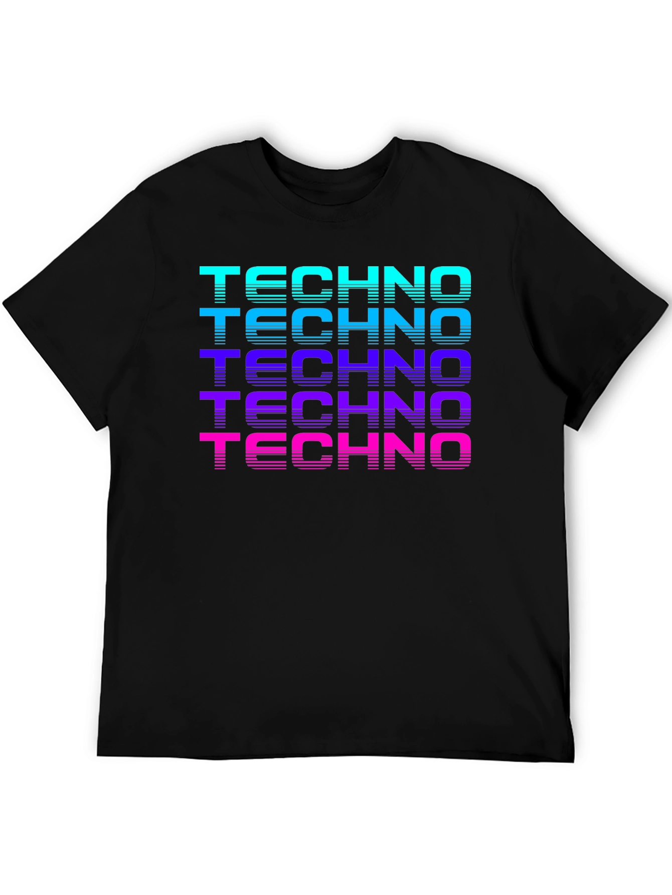 Black Retro Techno Graphic T-Shirt view 5