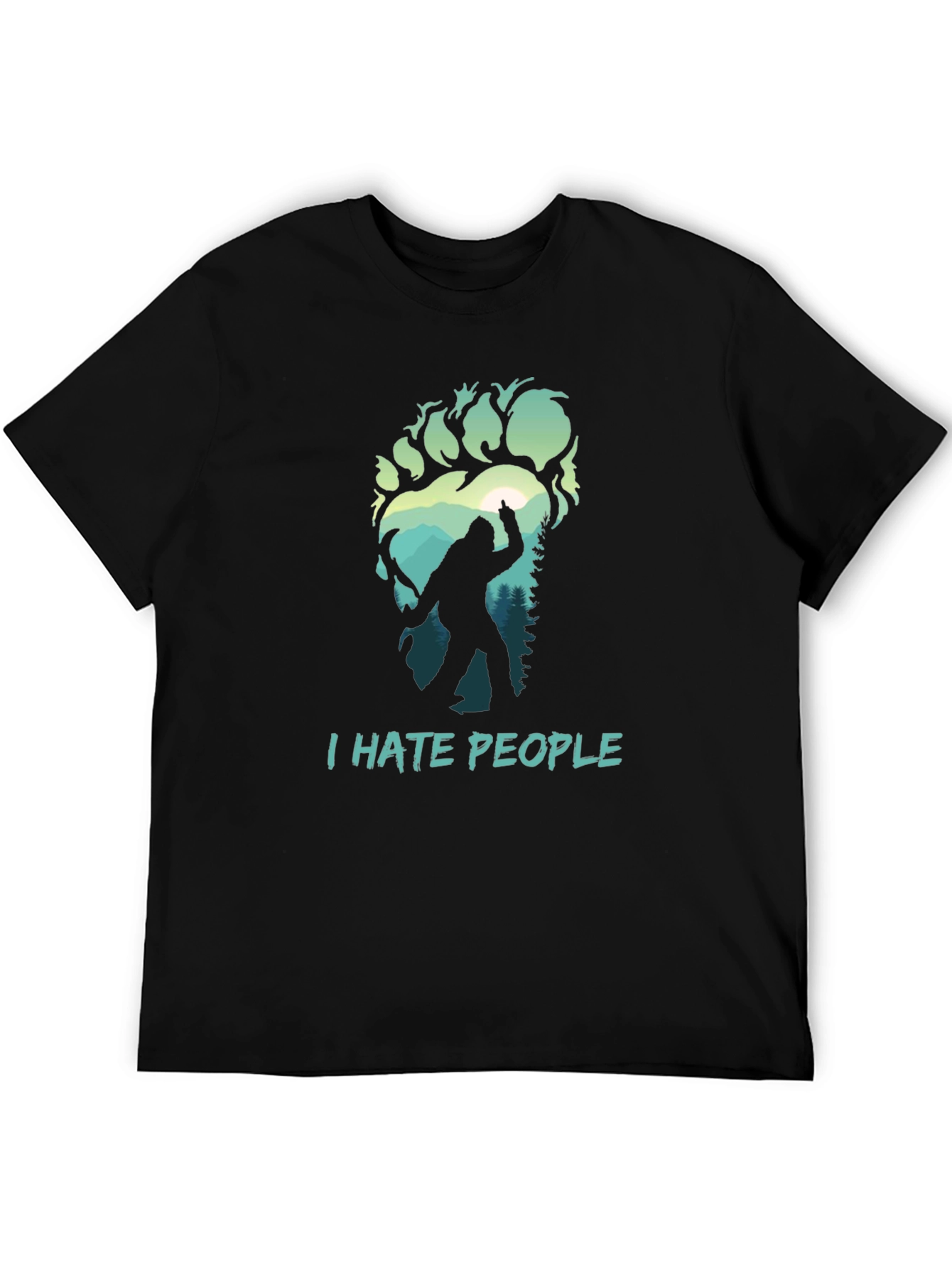 Black I Hate People Bigfoot T-Shirt view 5