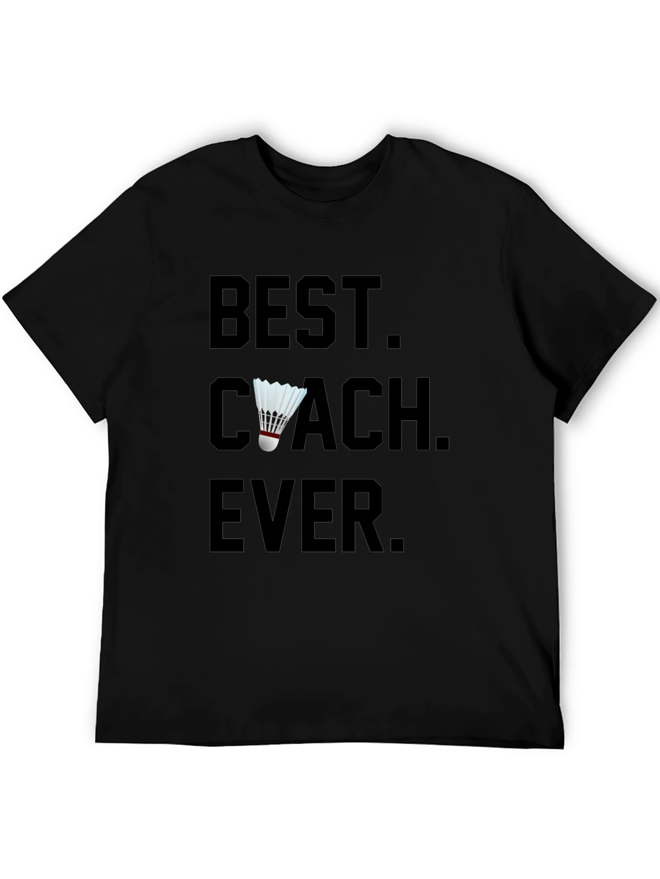 Black Best Coach Ever Shuttlecock T-Shirt view 5