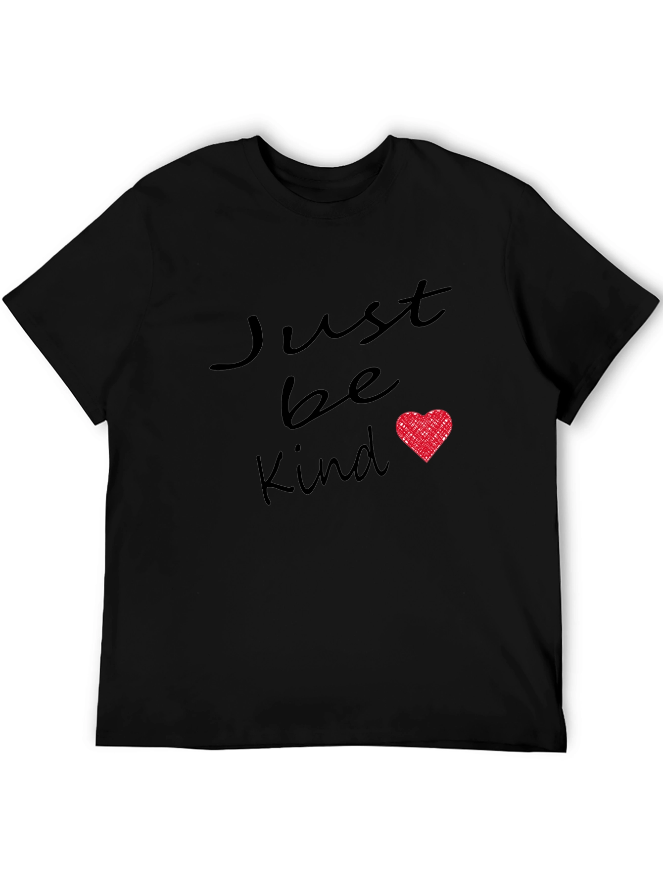 Black Just Be Kind Black Tee with Heart Graphic view 5