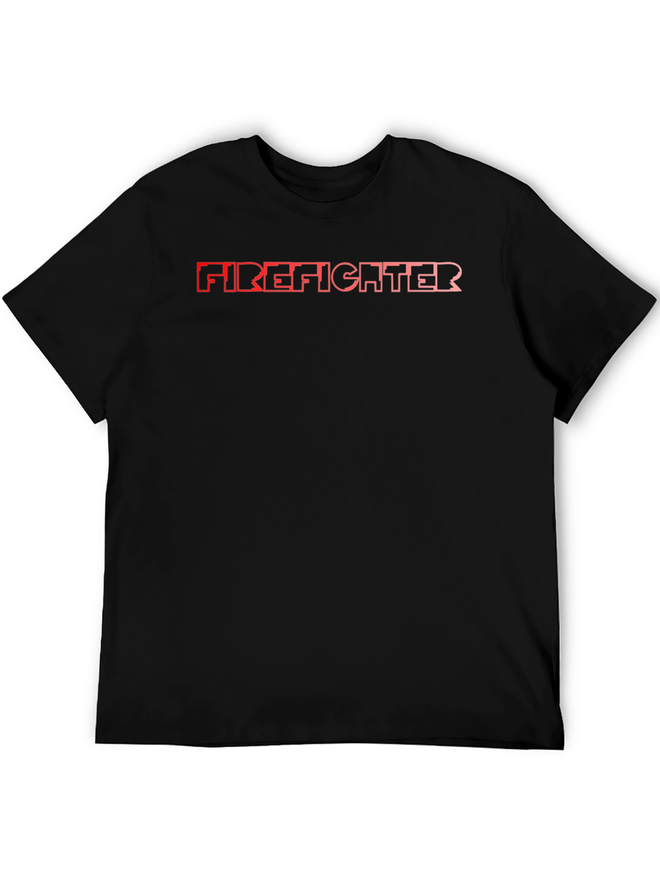 Black Firefighter Graphic Print Black T-Shirt view 5
