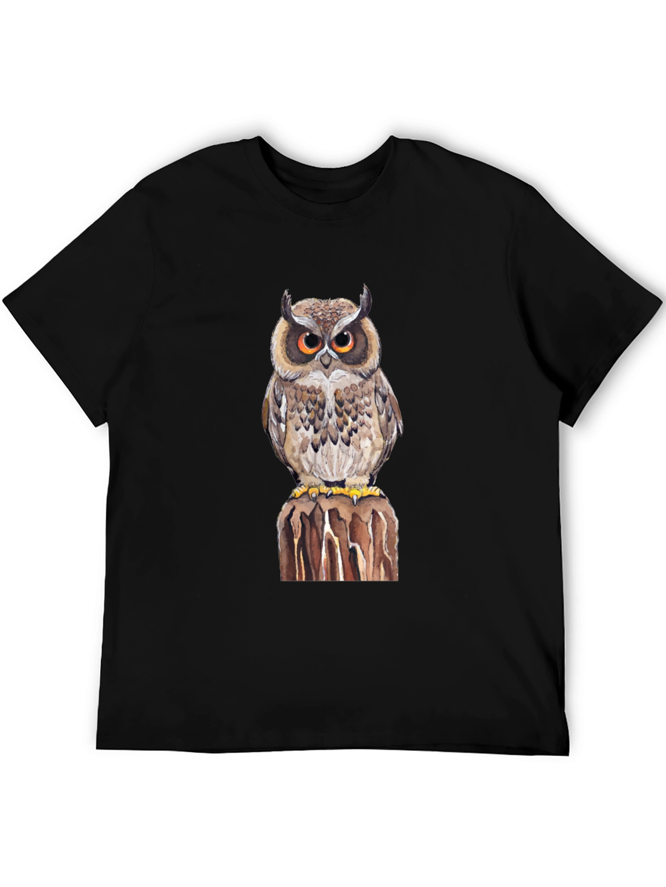 Black Owl Graphic Print Black T-Shirt view 5