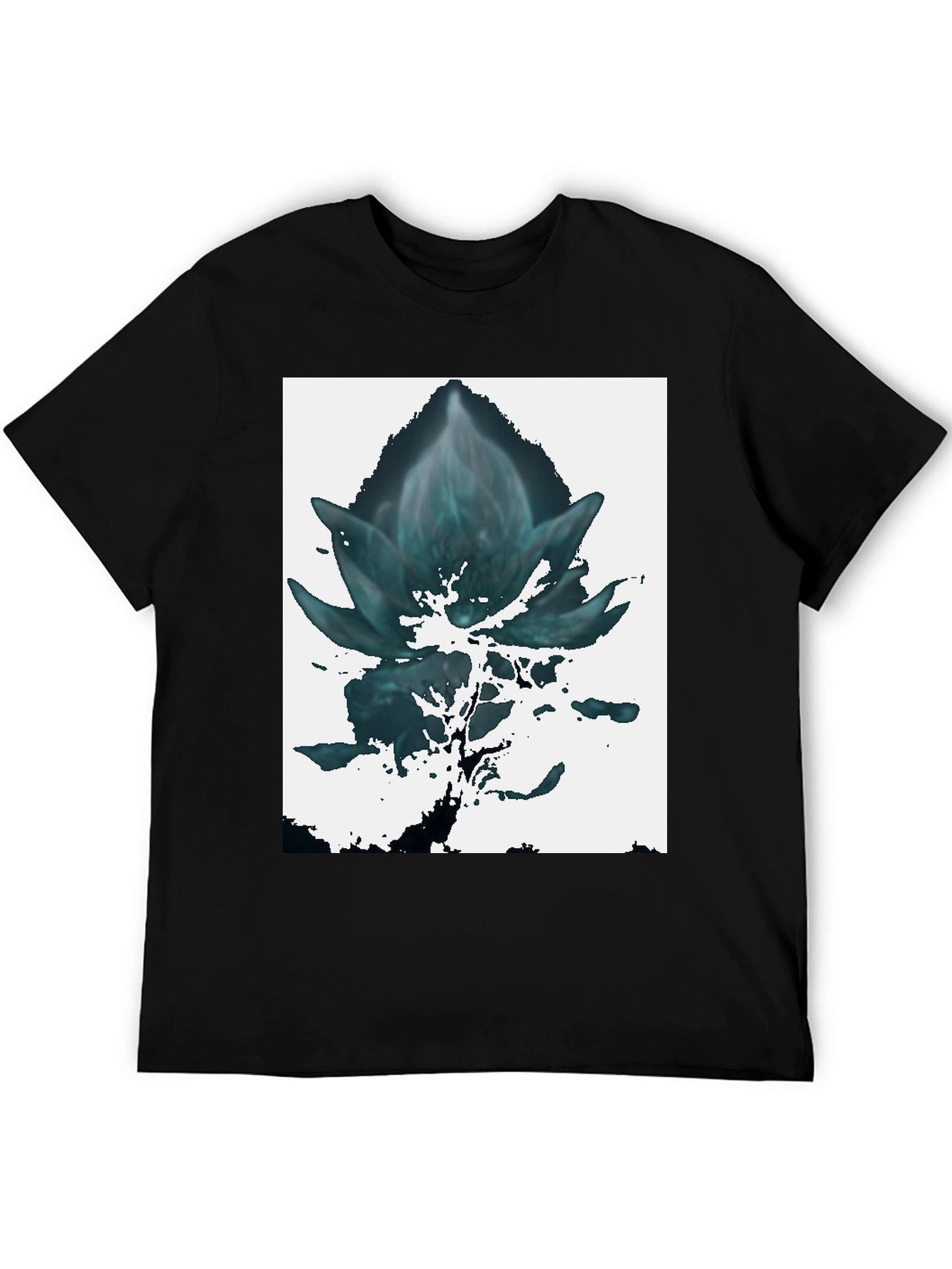 Black Abstract Floral Graphic Tee - Black view 5
