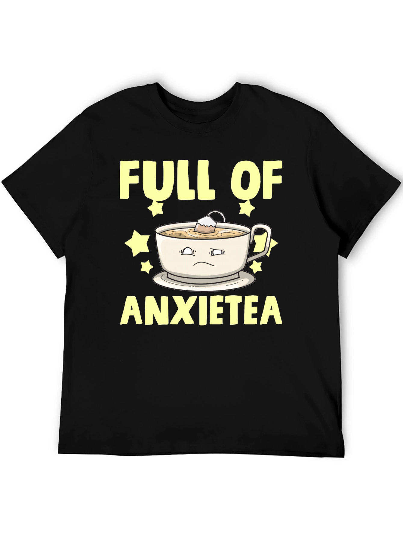 Black Full of Anxietea Graphic Tee - Novelty T-Shirt view 5