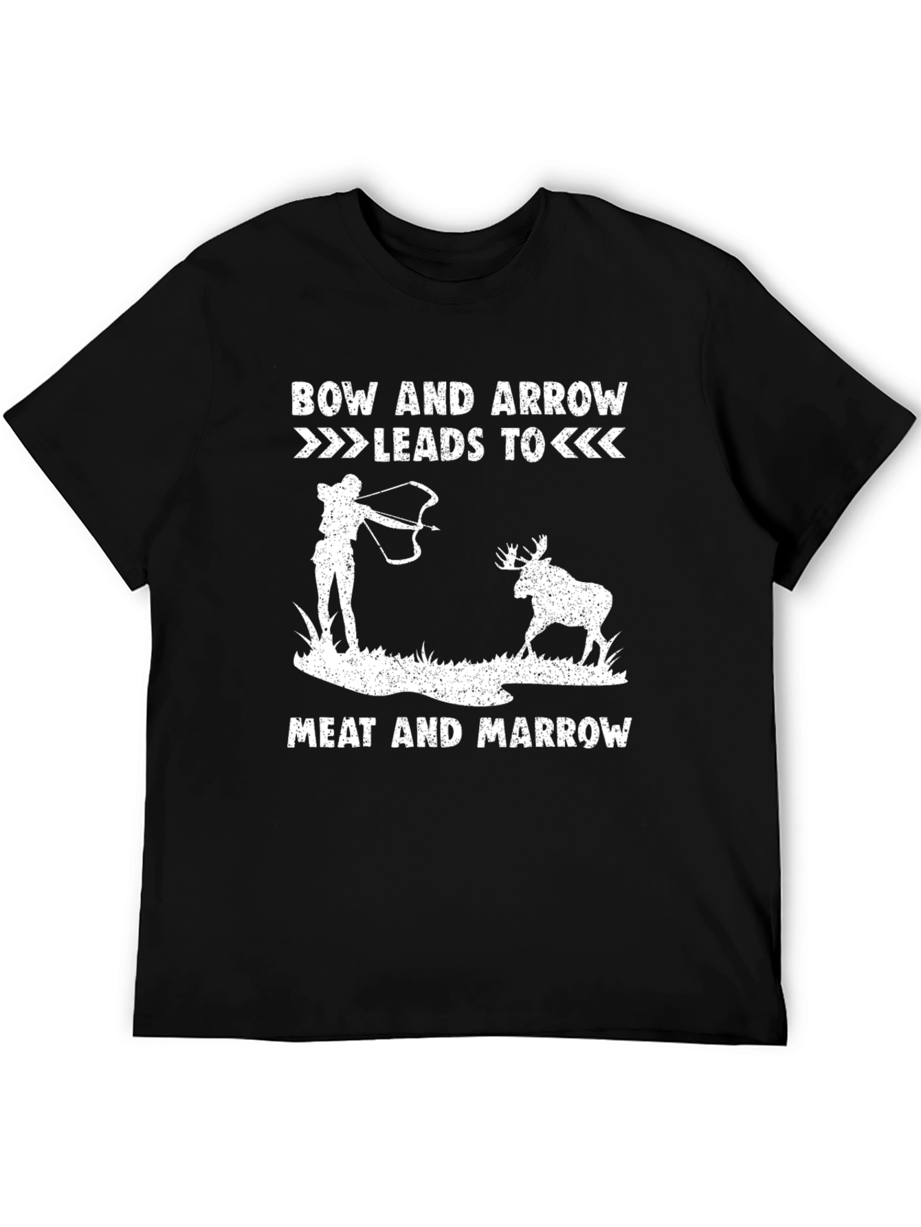Black Bow & Arrow Leads to Meat Funny Hunter T-Shirt view 5
