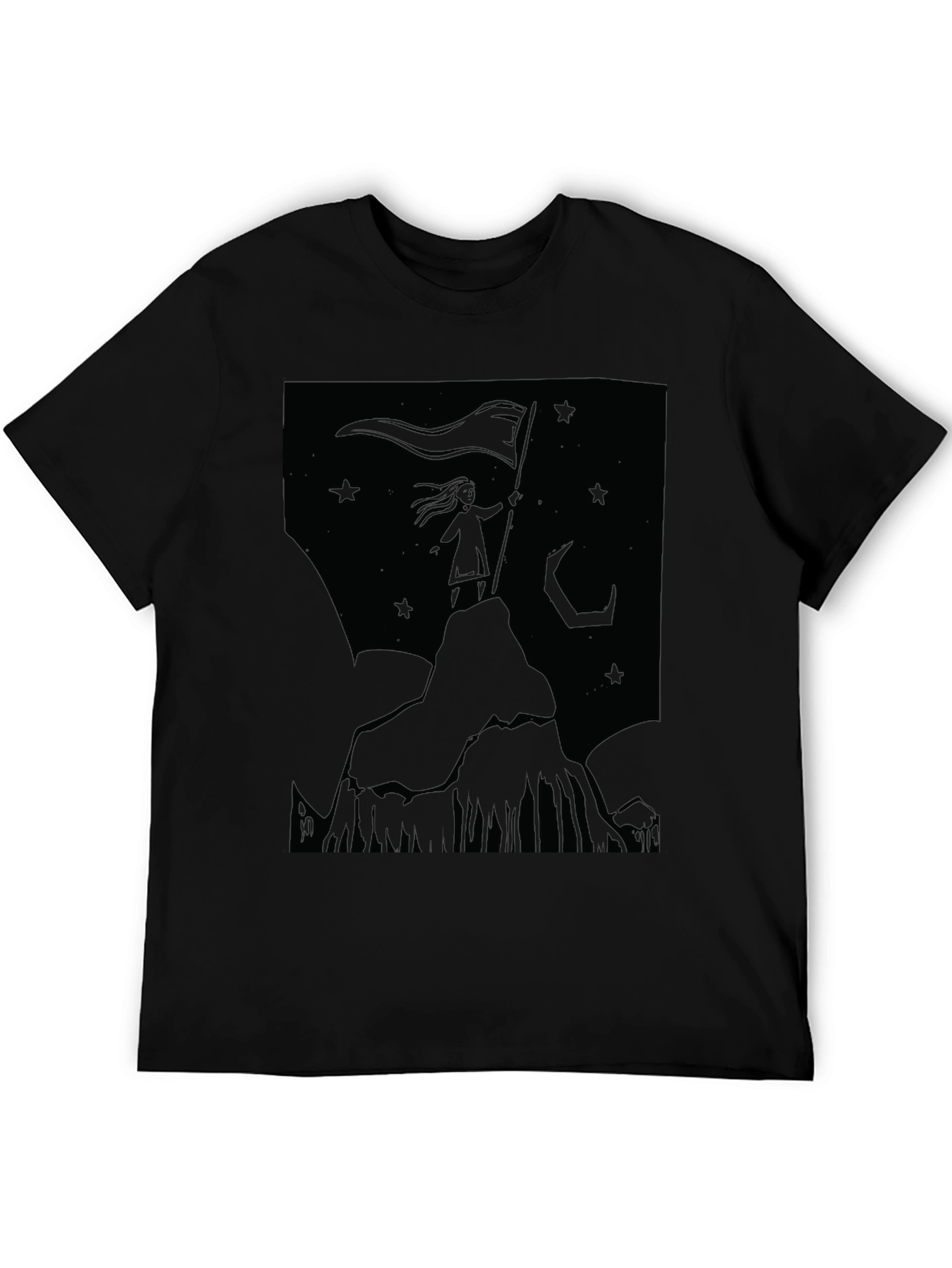 Black Mountain Top Girl Graphic T-Shirt - Black view 5