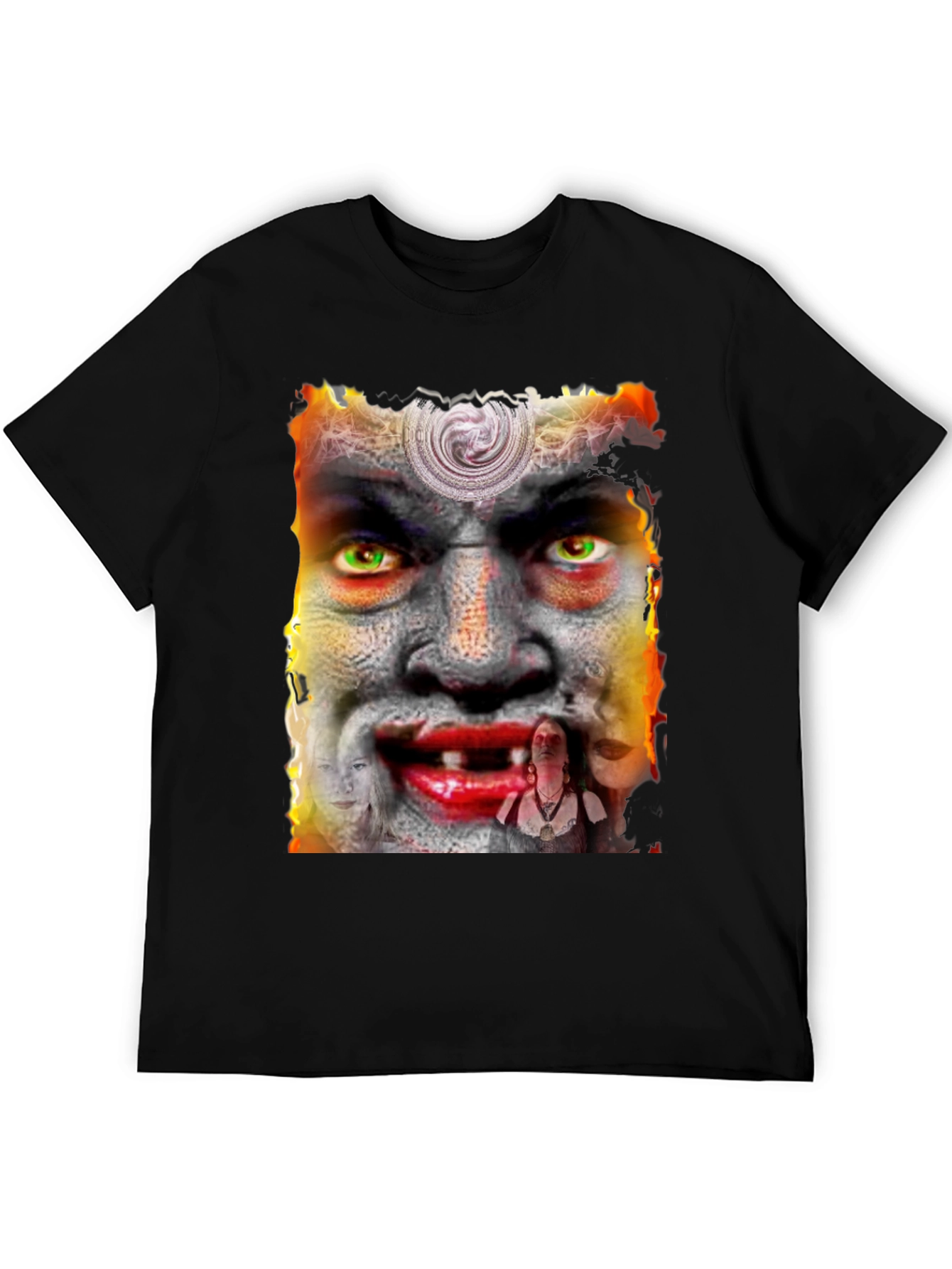 Black Unique Graphic Tee - Horror Face Design view 5