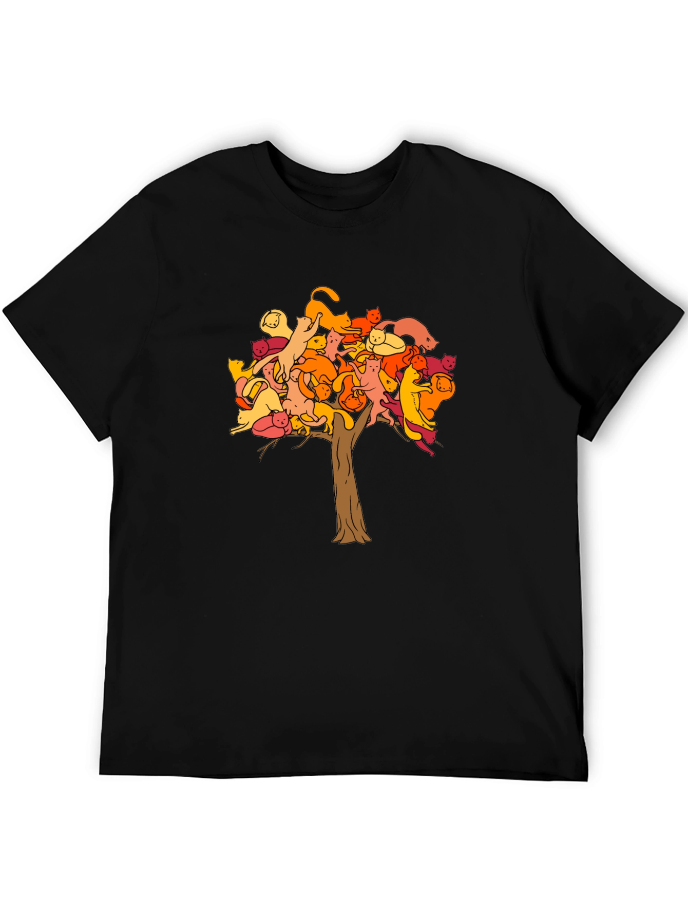 Black Cat Tree Graphic Tee - Unisex Black T-Shirt view 5