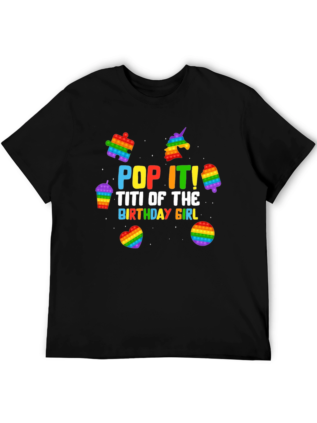 Black Pop It! Titi Birthday Girl T-Shirt view 5