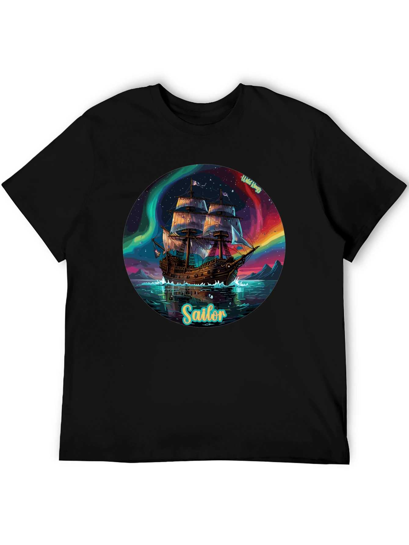 Black Sailor Ship Graphic Tee - Wild Kings Design view 5