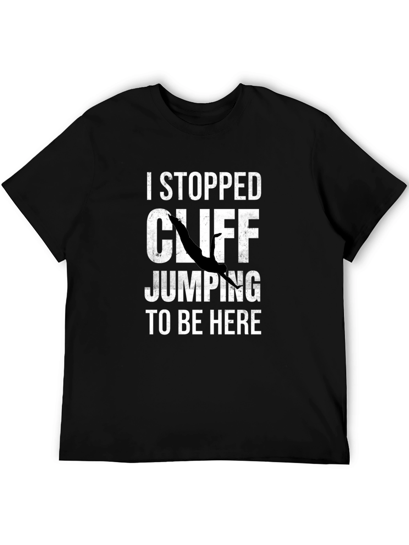 Black I Stopped Cliff Jumping T-Shirt - Funny Graphic Tee view 5