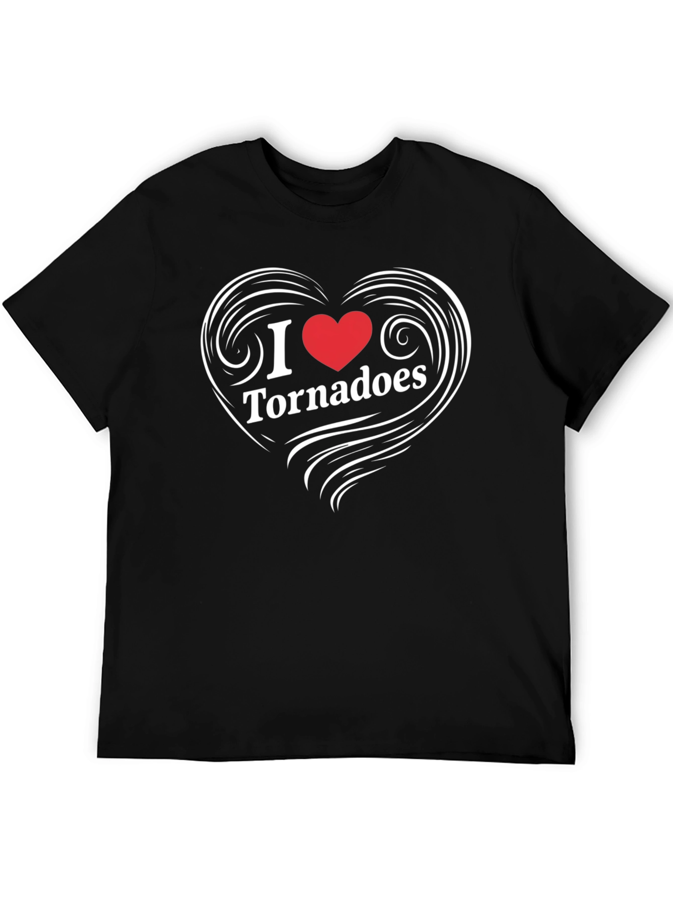 Black I Love Tornadoes Heart Graphic T-Shirt view 5