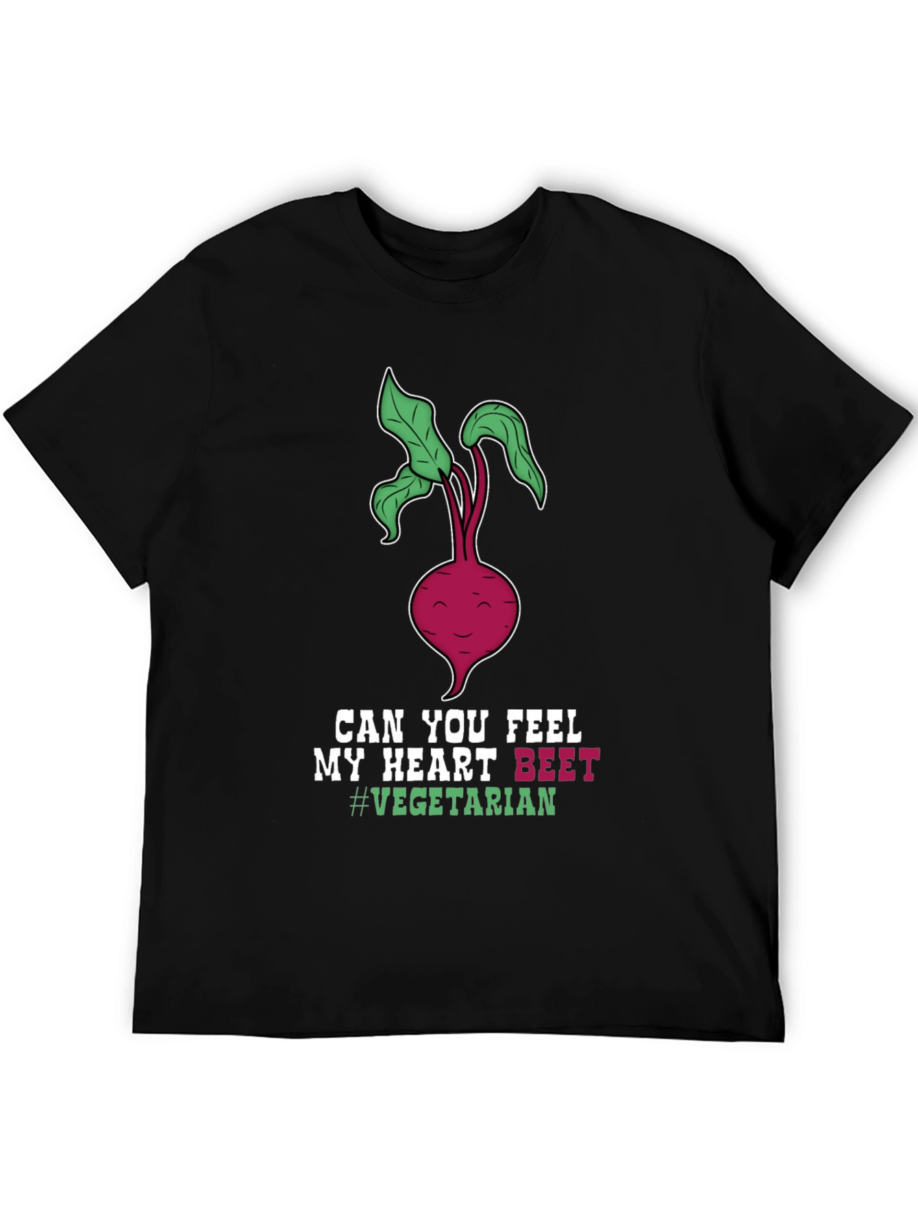 Black Vegetarian Beet Heart T-Shirt - Funny Vegan Tee view 5